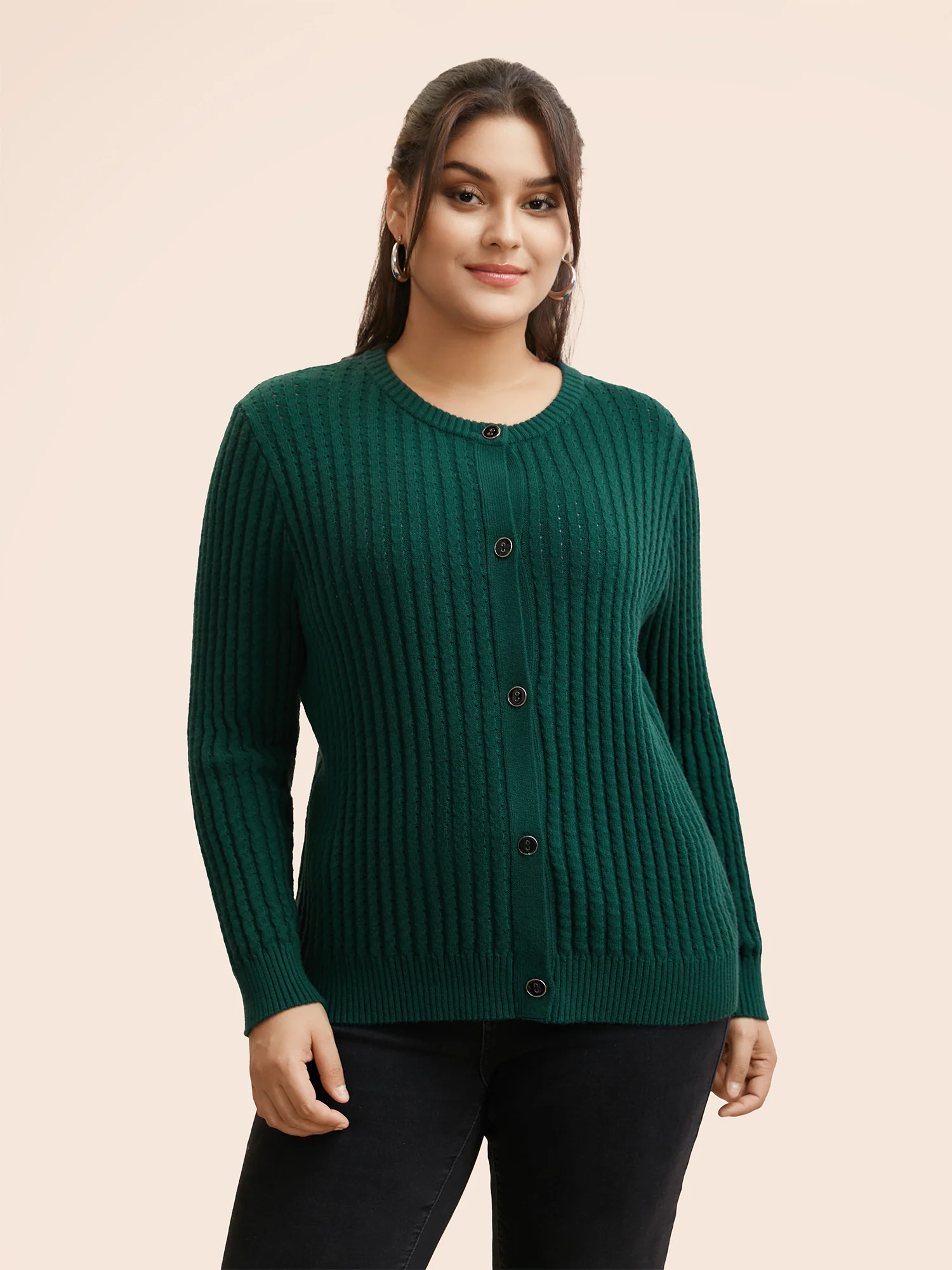 Supersoft Essentials Textured Round Neck Slim Cardigan - Image 3