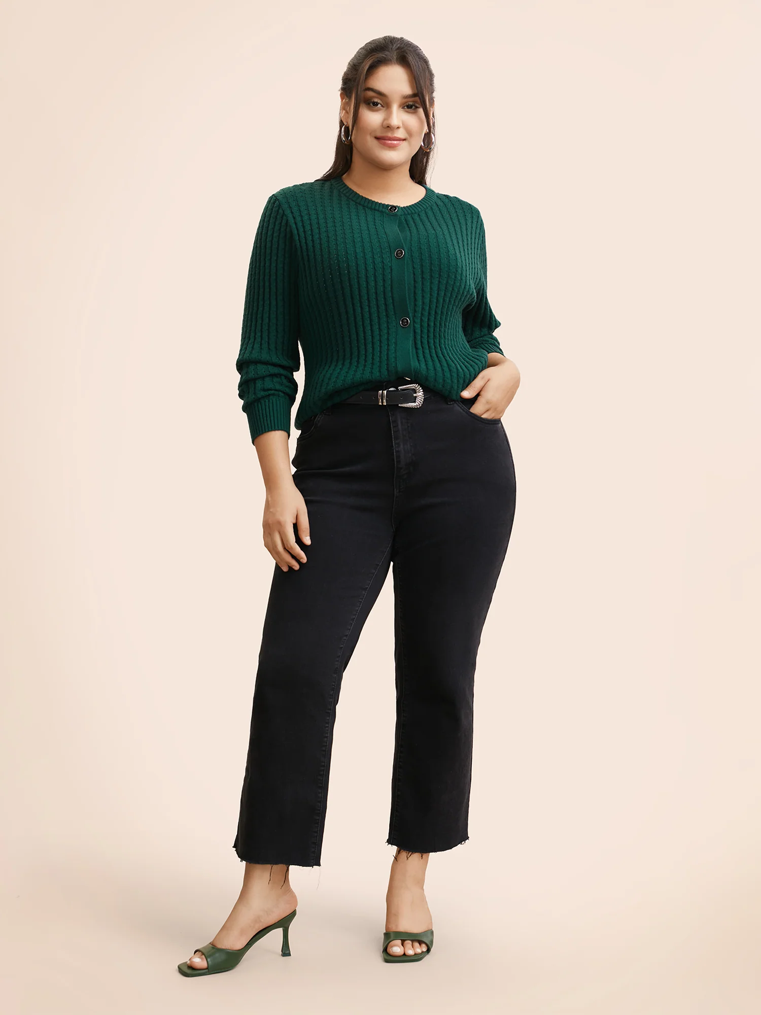 Supersoft Essentials Textured Round Neck Slim Cardigan - Image 4