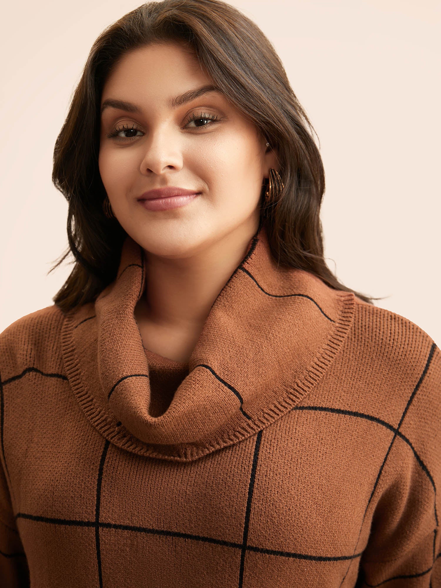 Supersoft Essentials Turtleneck Plaid Drop Shoulder Pullover - Image 4