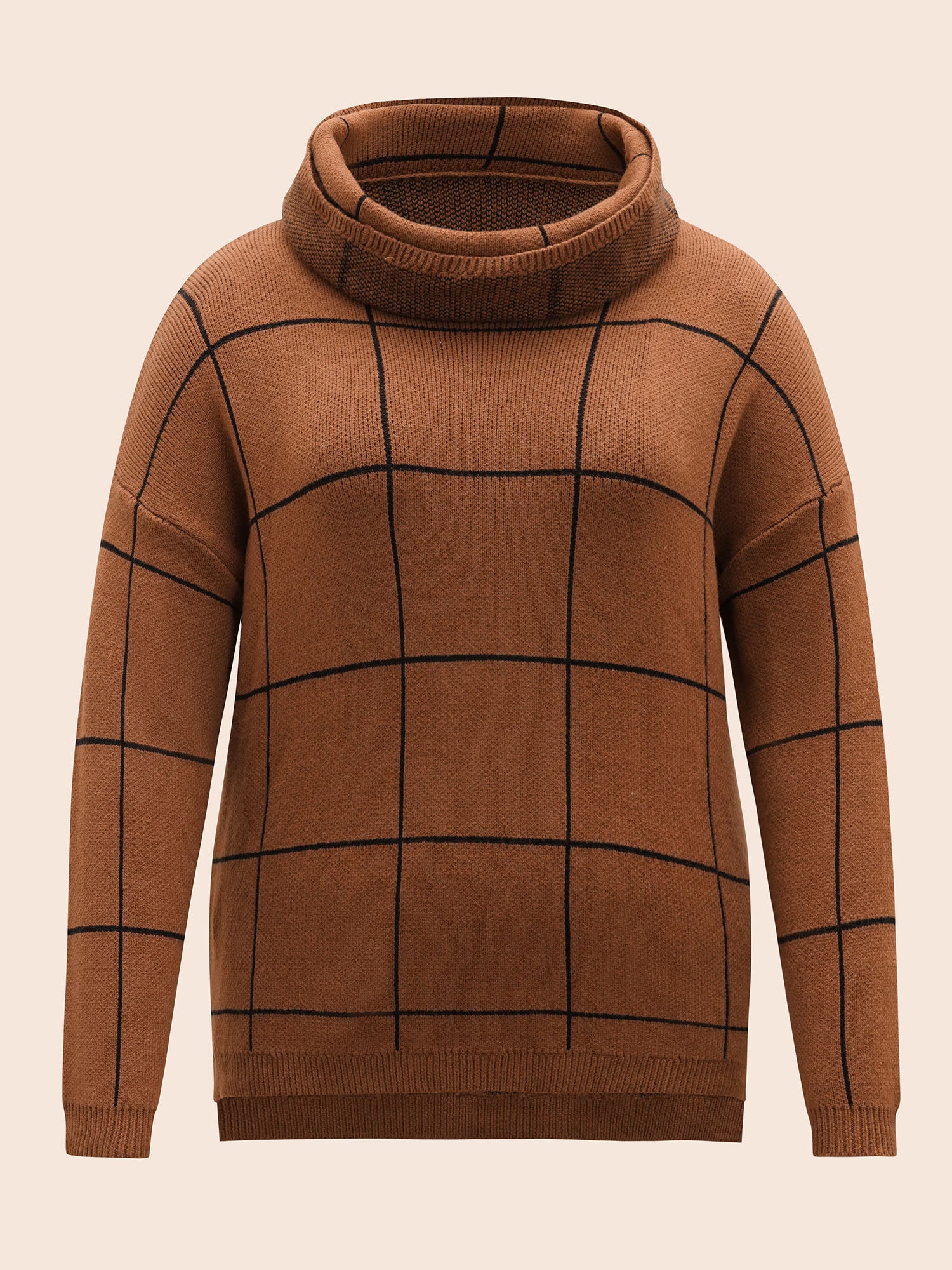 Supersoft Essentials Turtleneck Plaid Drop Shoulder Pullover - Image 7