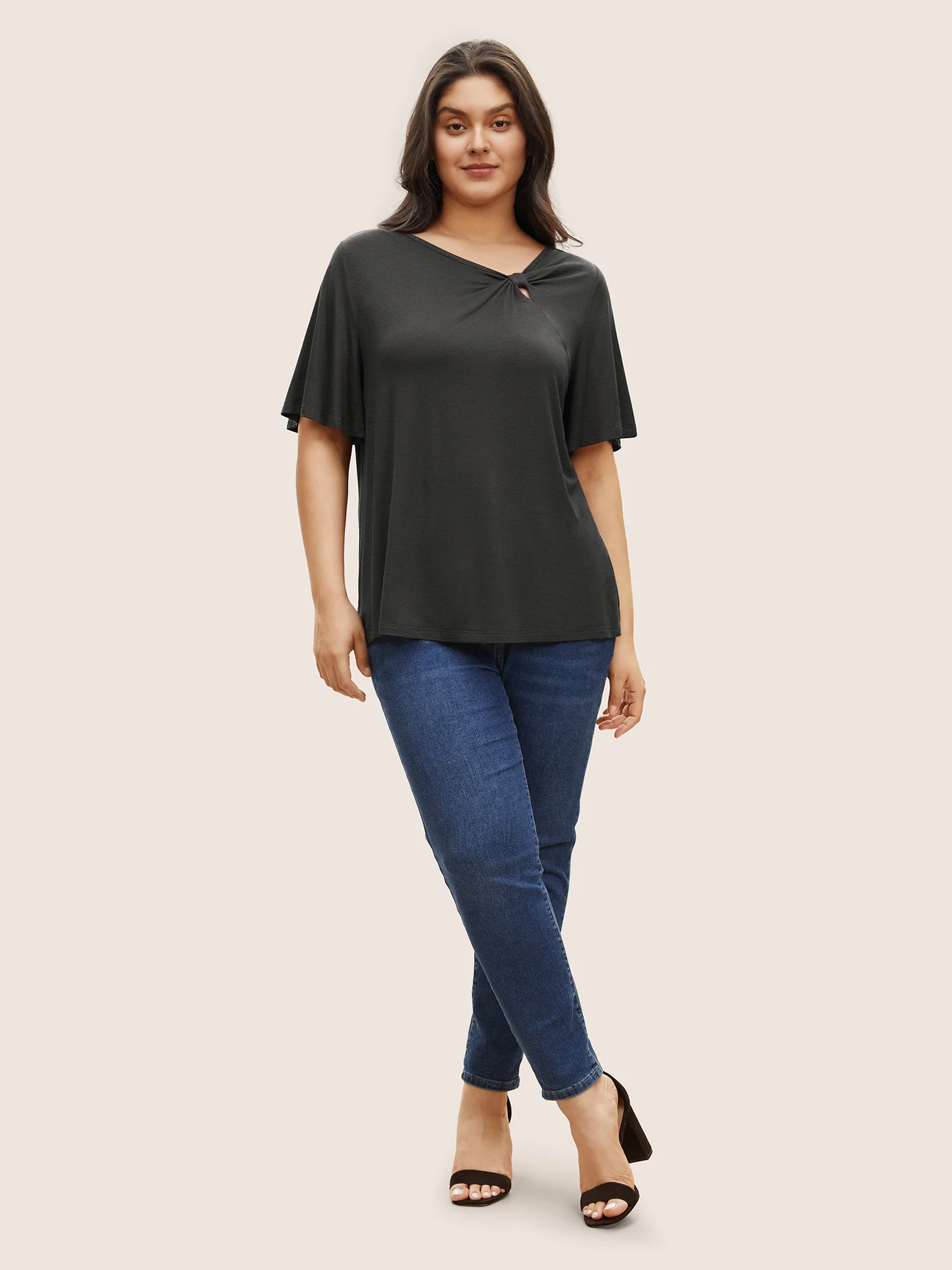 Supersoft Essentials Twist Front Asymmetrical Neck T-shirt - Image 3