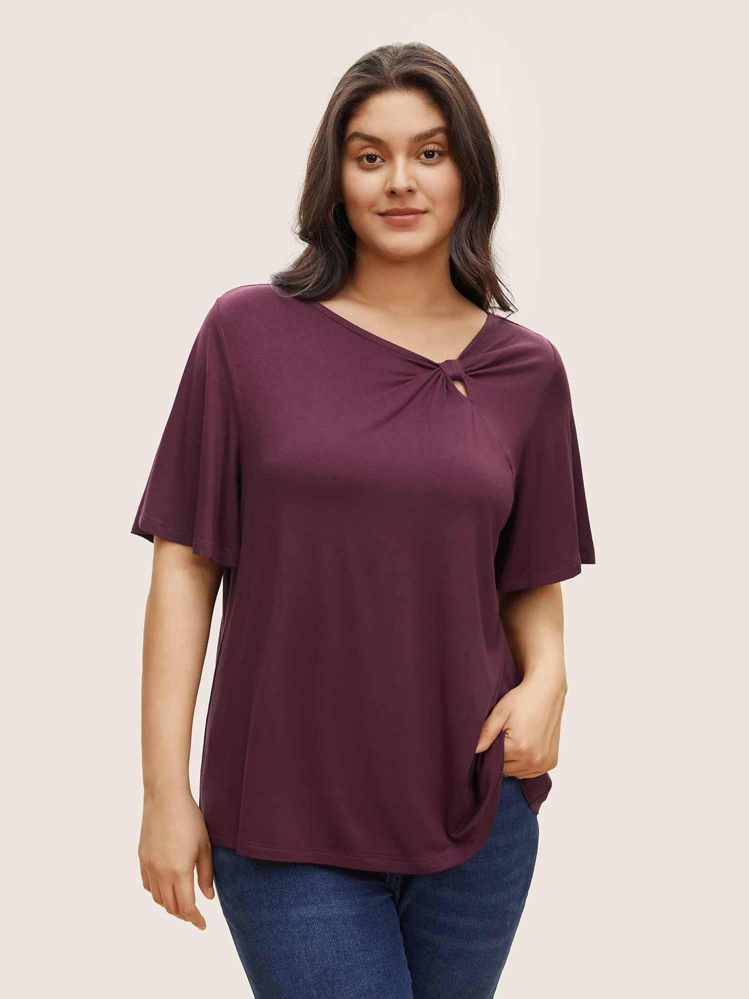 Supersoft Essentials Twist Front Asymmetrical Neck T-shirt - Image 5