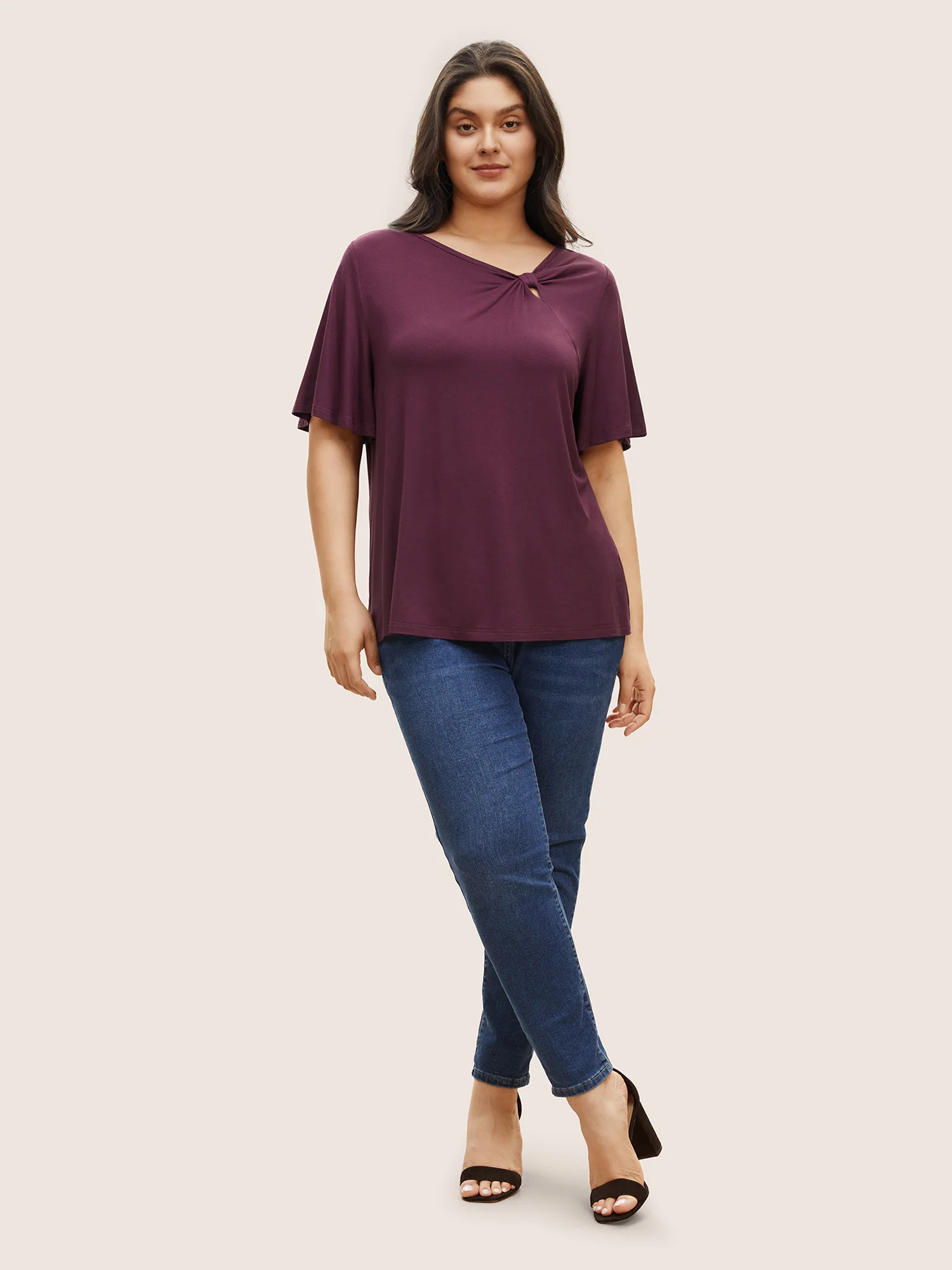 Supersoft Essentials Twist Front Asymmetrical Neck T-shirt - Image 7
