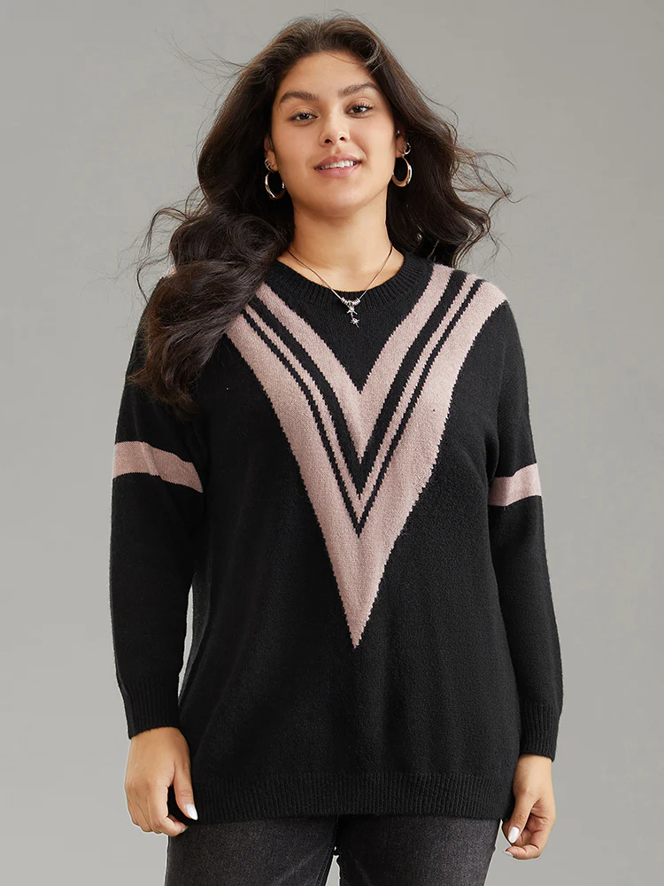 Supersoft Essentials Two Tone Crew Neck Drop Shoulder Pullover