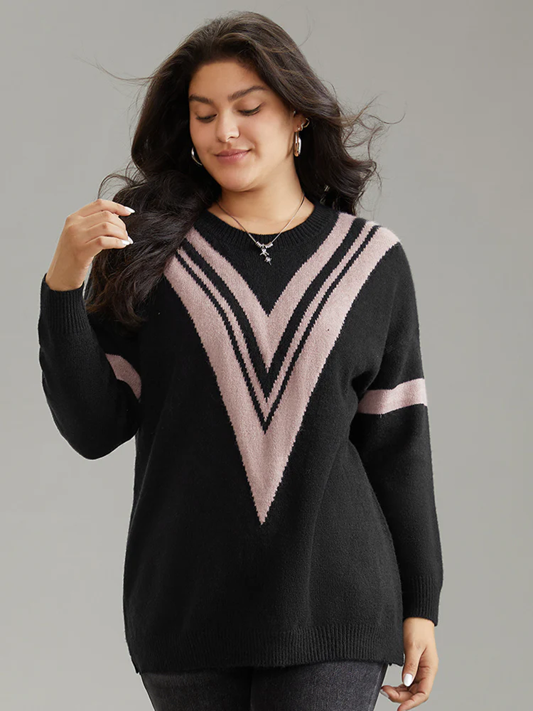 Supersoft Essentials Two Tone Crew Neck Drop Shoulder Pullover - Image 3