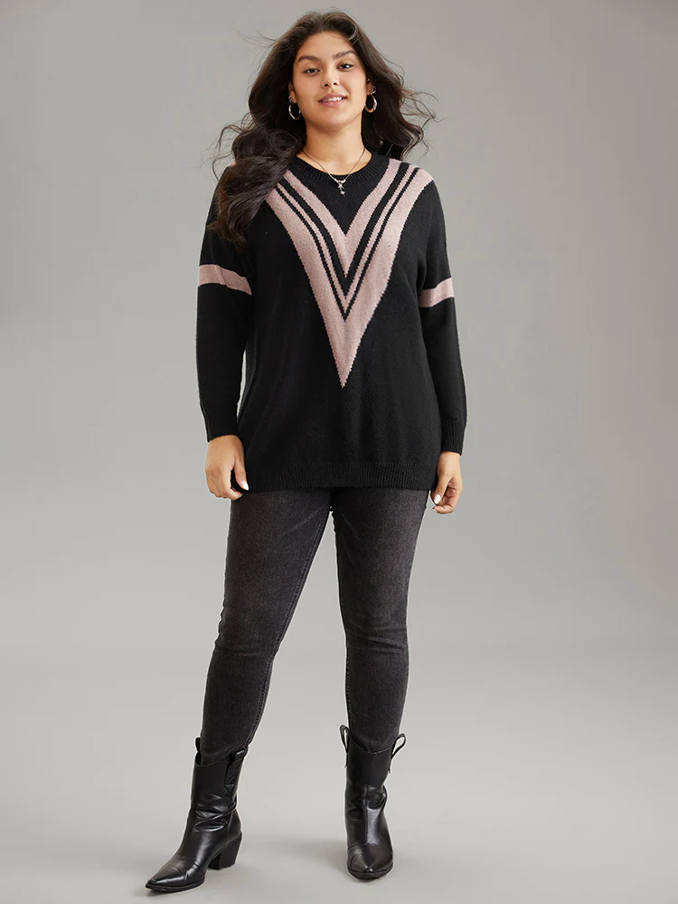 Supersoft Essentials Two Tone Crew Neck Drop Shoulder Pullover - Image 4