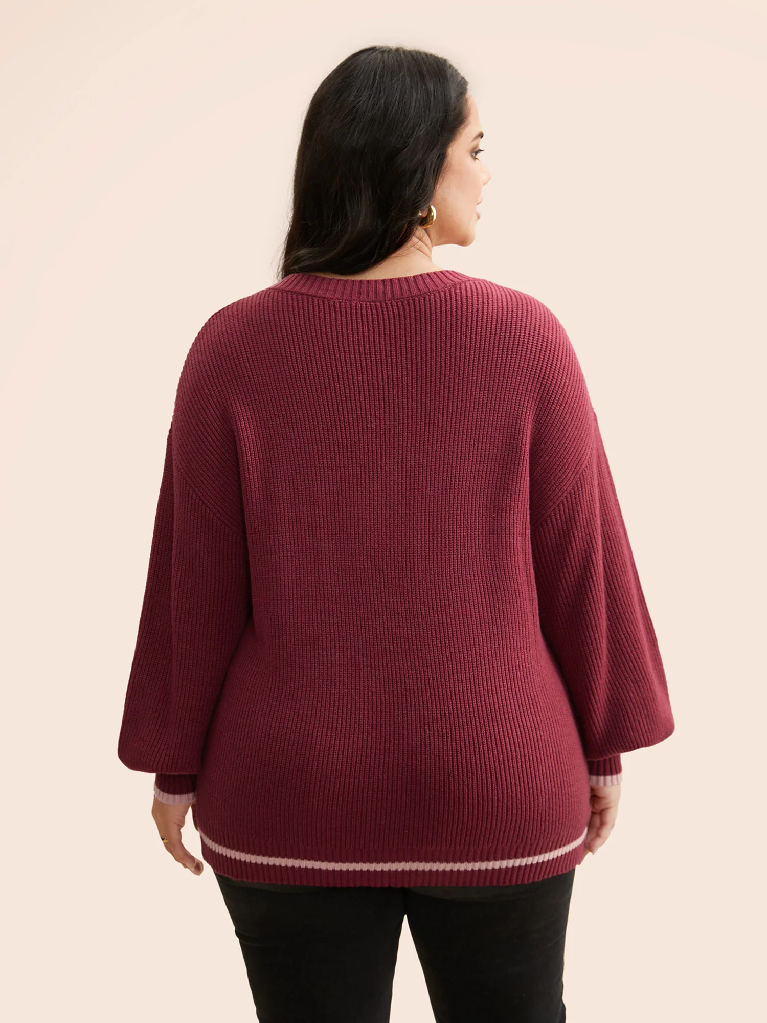 Supersoft Essentials V Neck Contrast Trim Pullover - Image 2