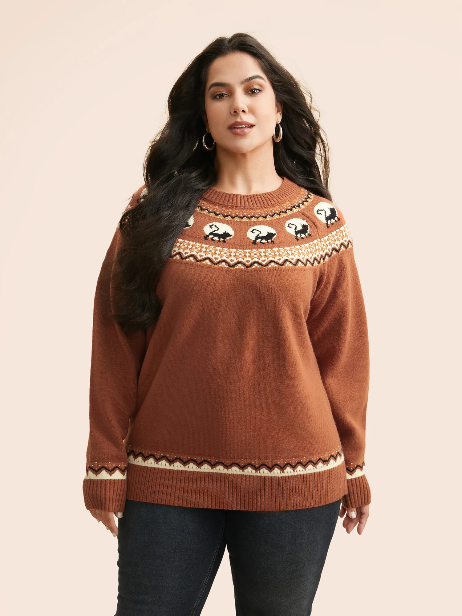 Supersoft Essentials Wicked Cat Fair Isle Yoke Printed Pullover - Image 12