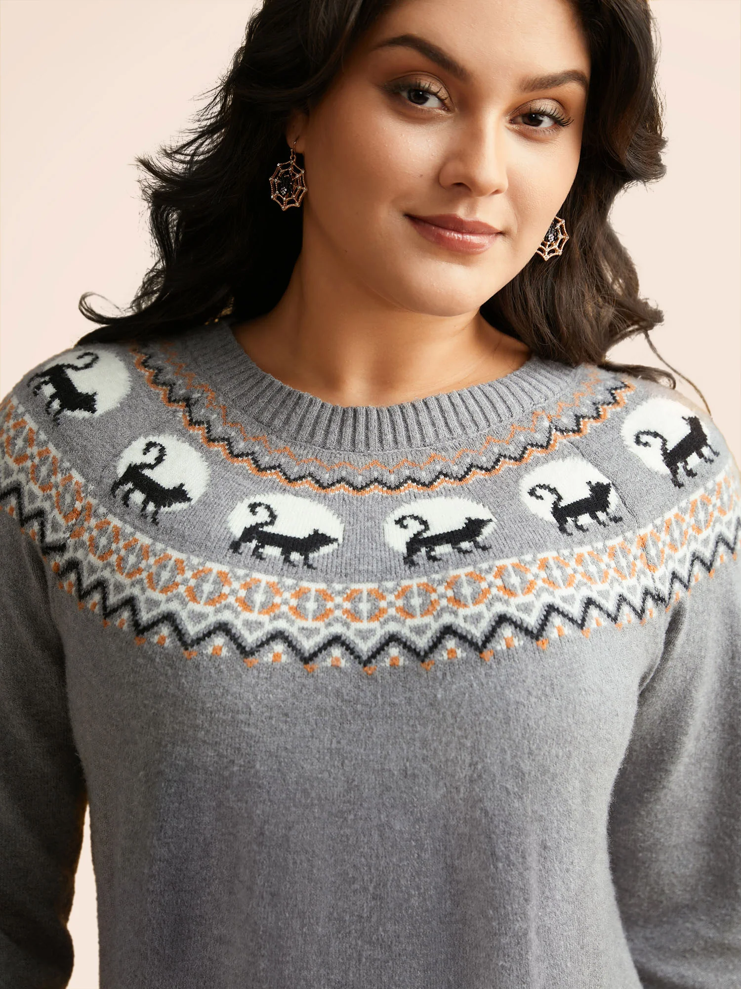 Supersoft Essentials Wicked Cat Fair Isle Yoke Printed Pullover - Image 4