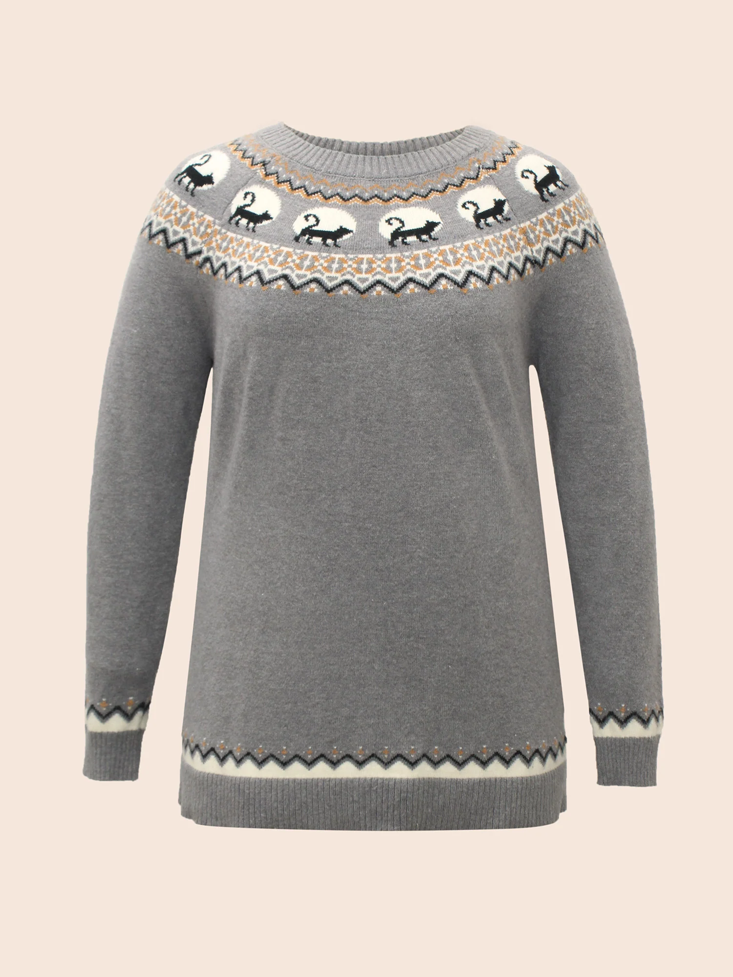 Supersoft Essentials Wicked Cat Fair Isle Yoke Printed Pullover - Image 9