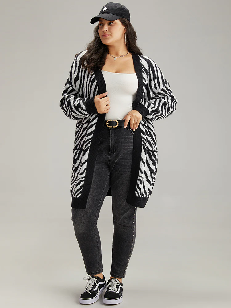 Supersoft Essentials Zebra Print Patched Pocket Cardigan - Image 4