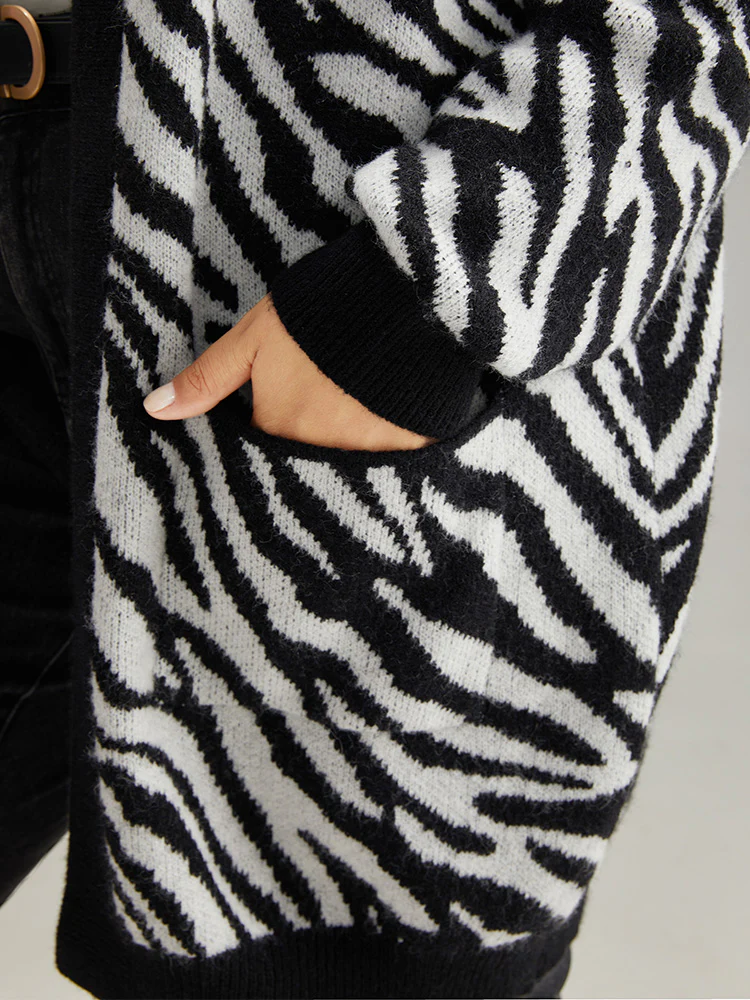 Supersoft Essentials Zebra Print Patched Pocket Cardigan - Image 6
