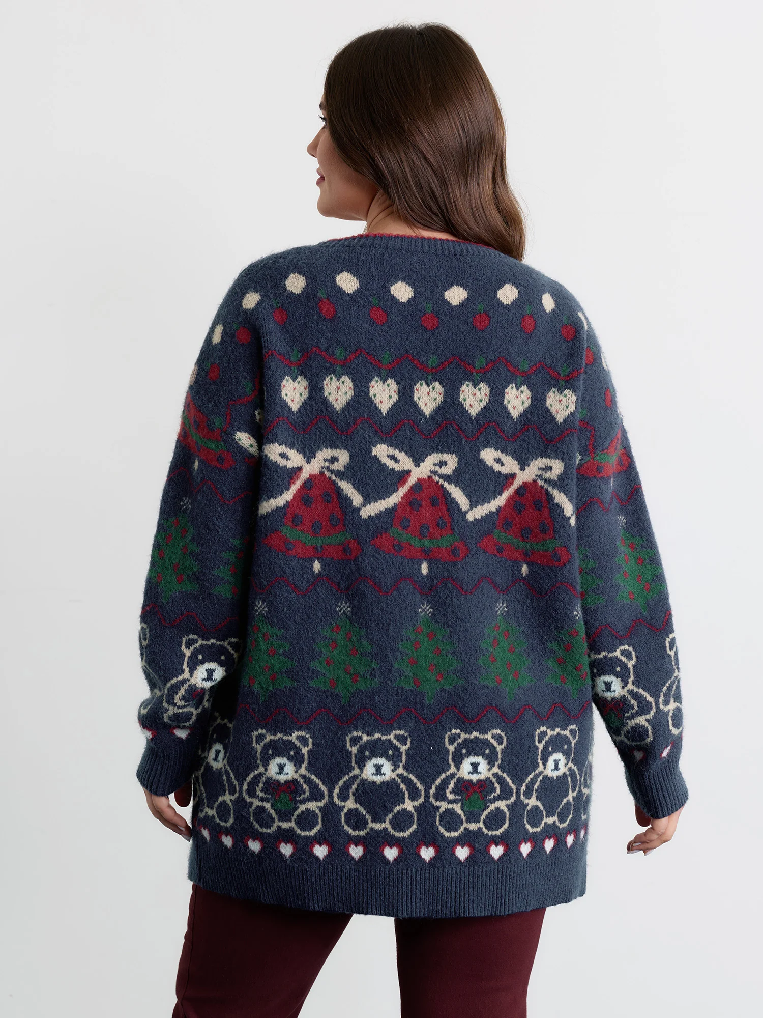 Supersoft Festive Pattern Jacquard Pockets Knit Cardigan - Image 4