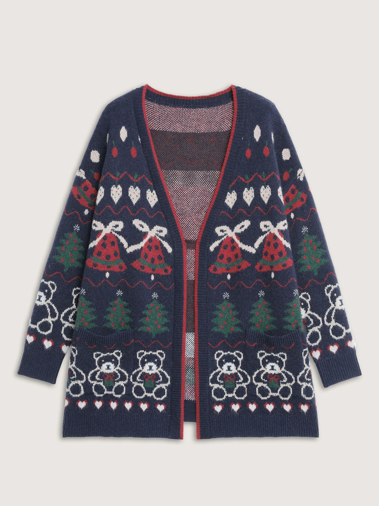 Supersoft Festive Pattern Jacquard Pockets Knit Cardigan - Image 8