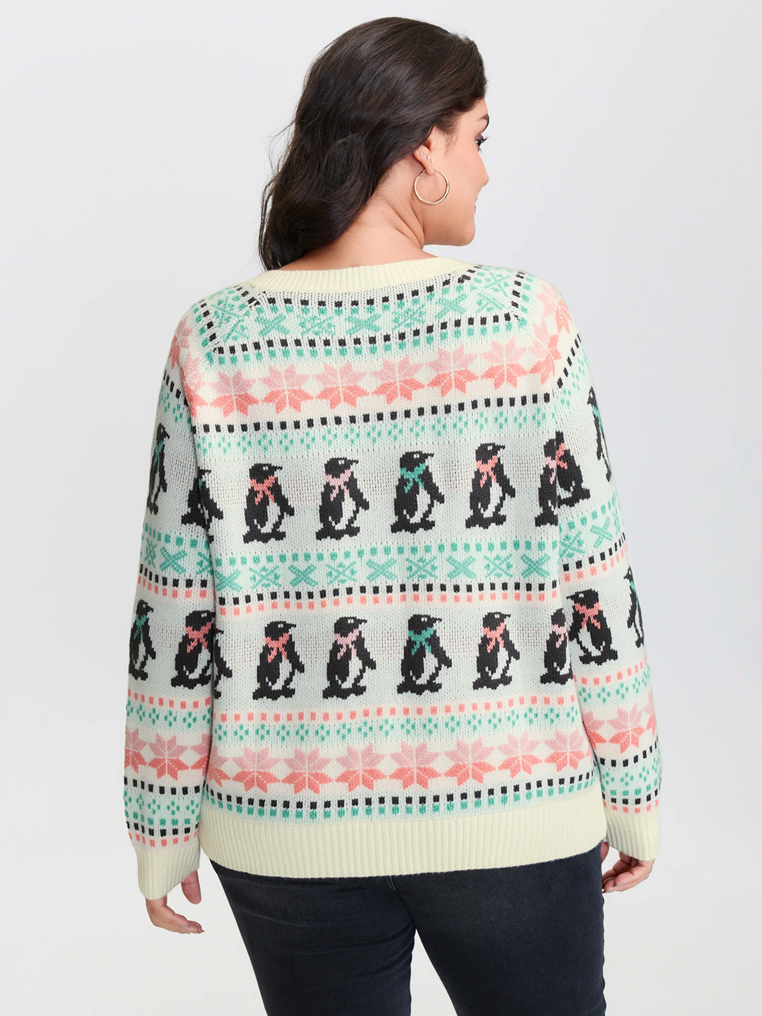 Supersoft Festive Penguin Pattern Jacquard Knit Cardigan - Image 4