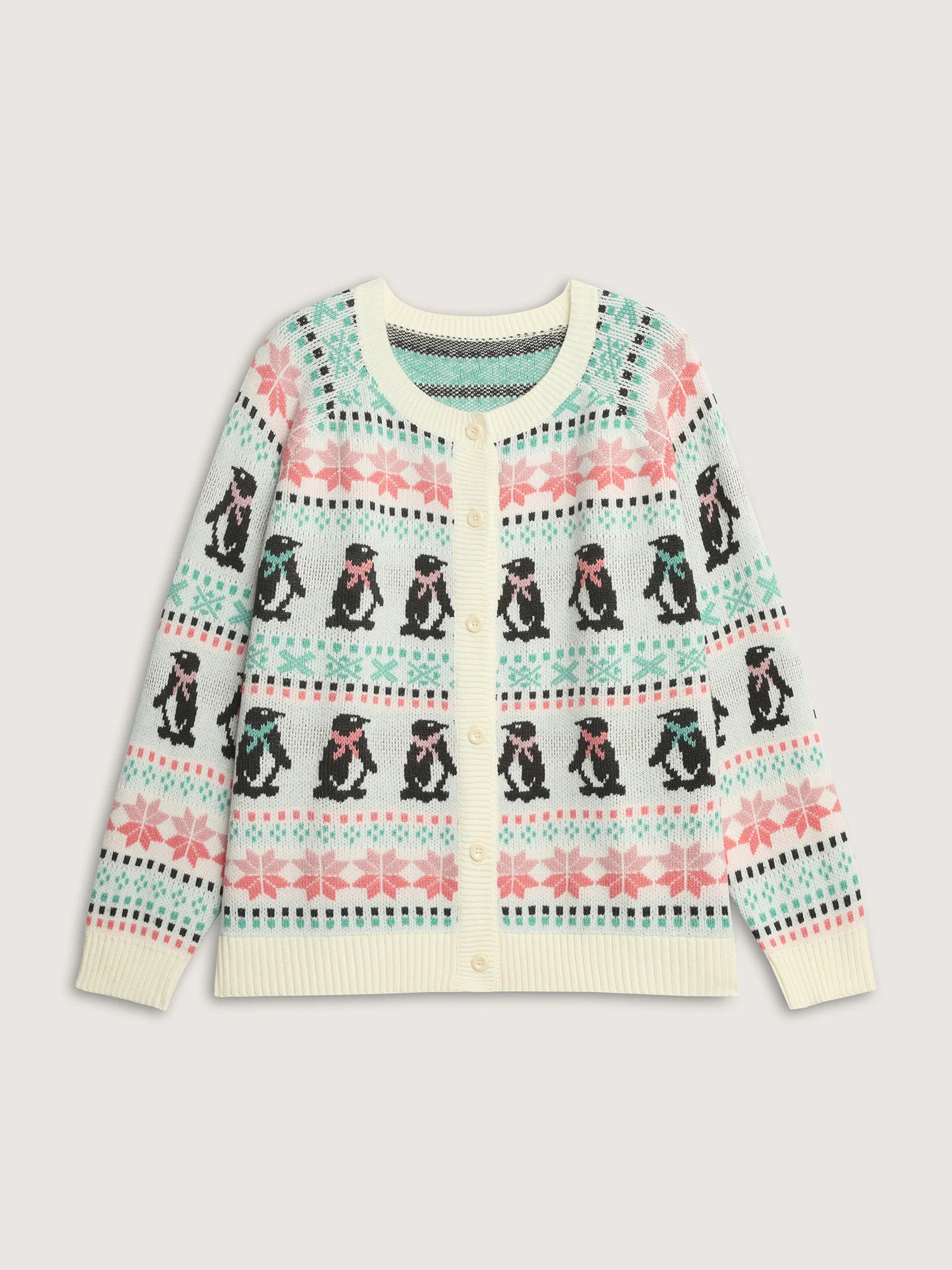 Supersoft Festive Penguin Pattern Jacquard Knit Cardigan - Image 8