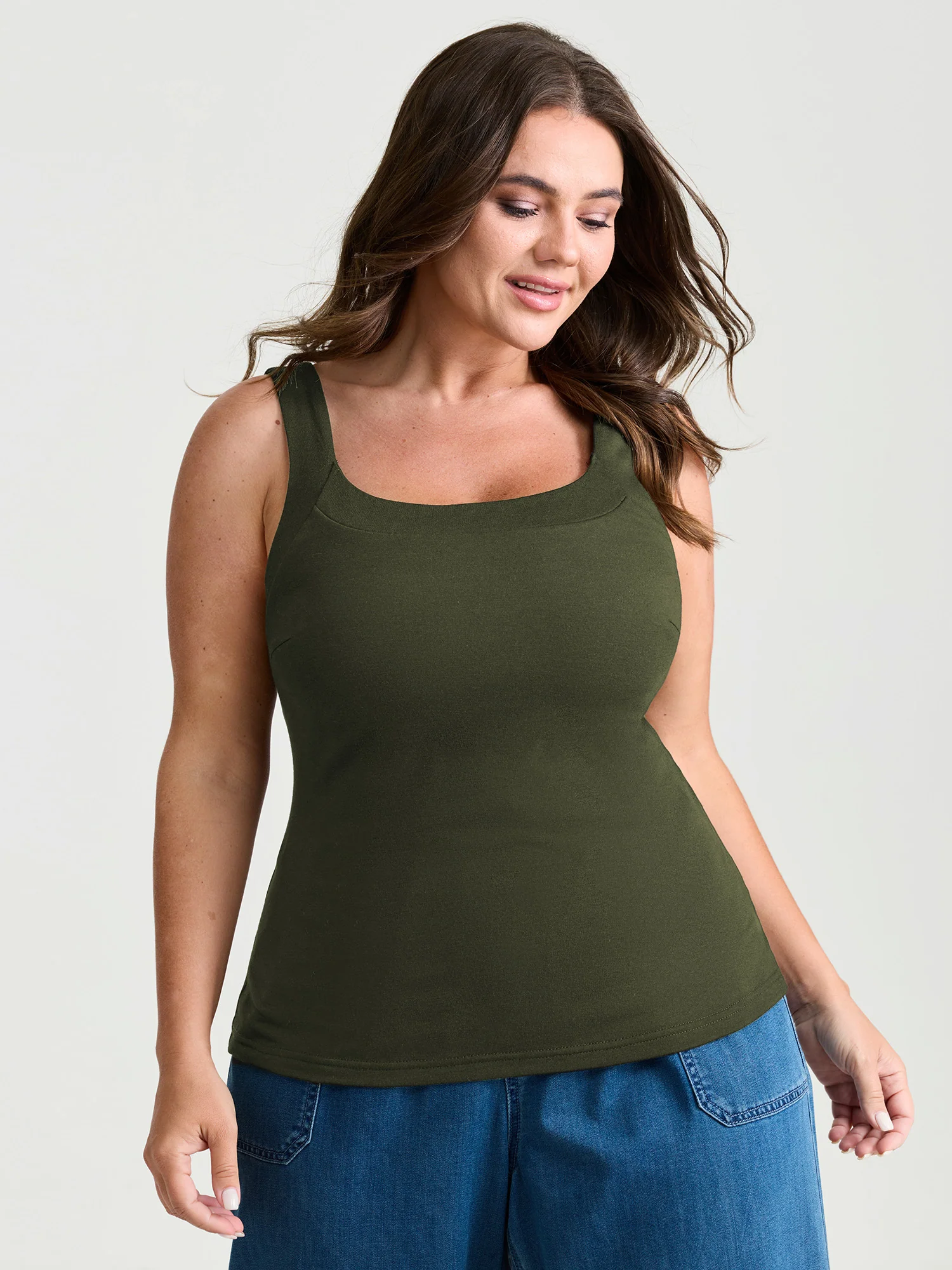 Supersoft Supportive Bra Fitted Plain Tank Top - Image 7
