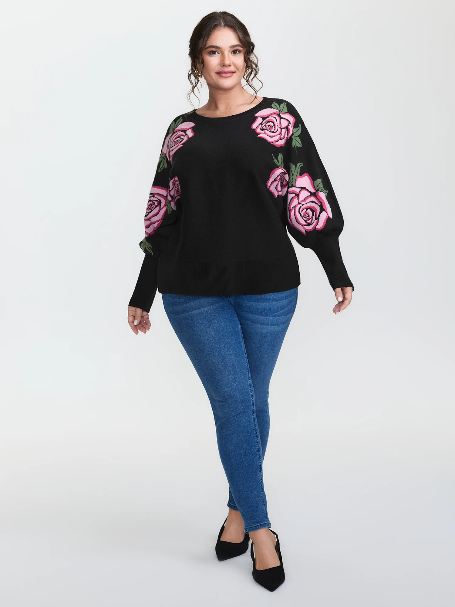Supersoft Floral Batwing Sleeve Pullover - Image 3