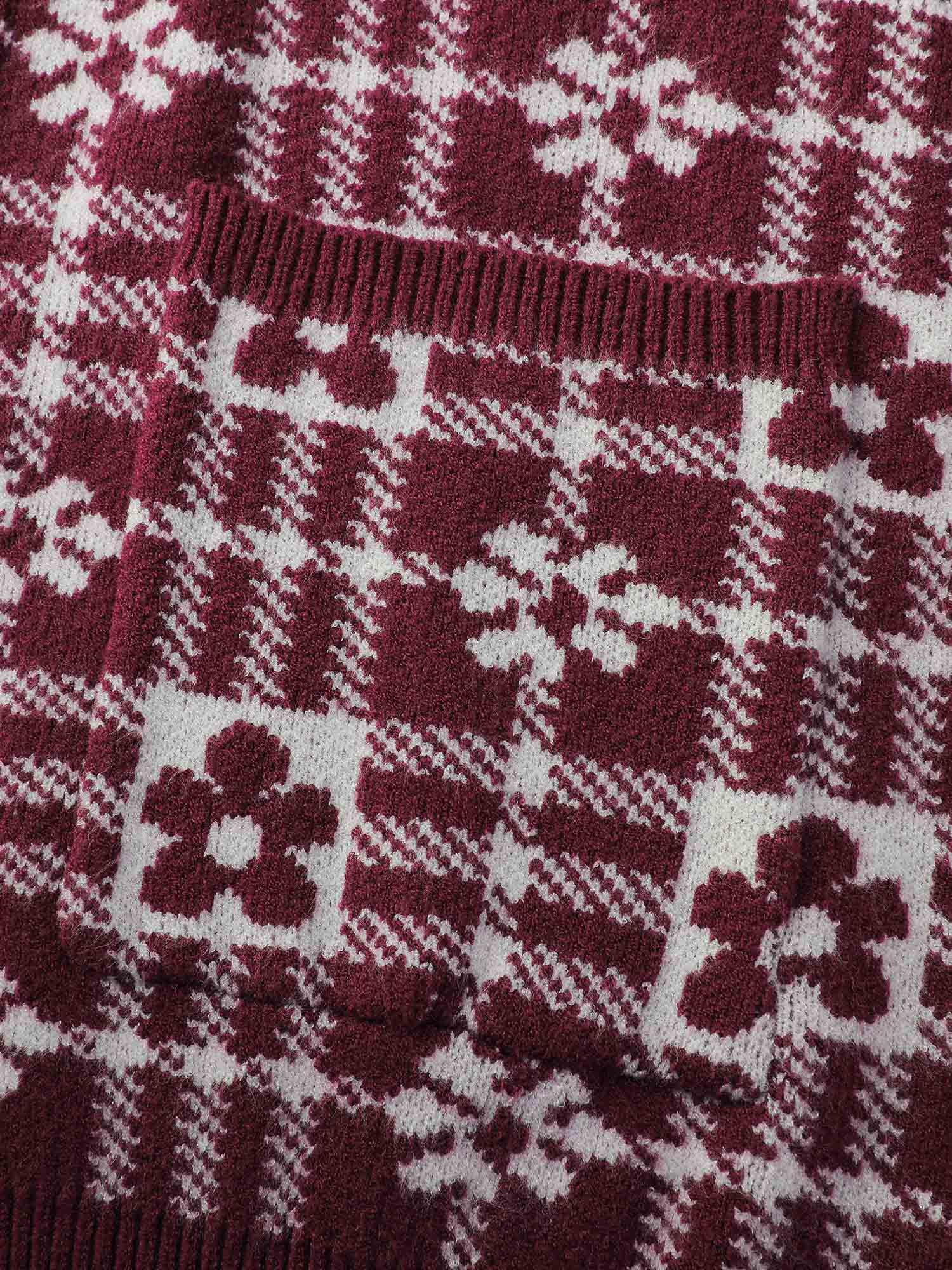 Supersoft Floral Checkered Pockets Knit Cardigan - Image 5