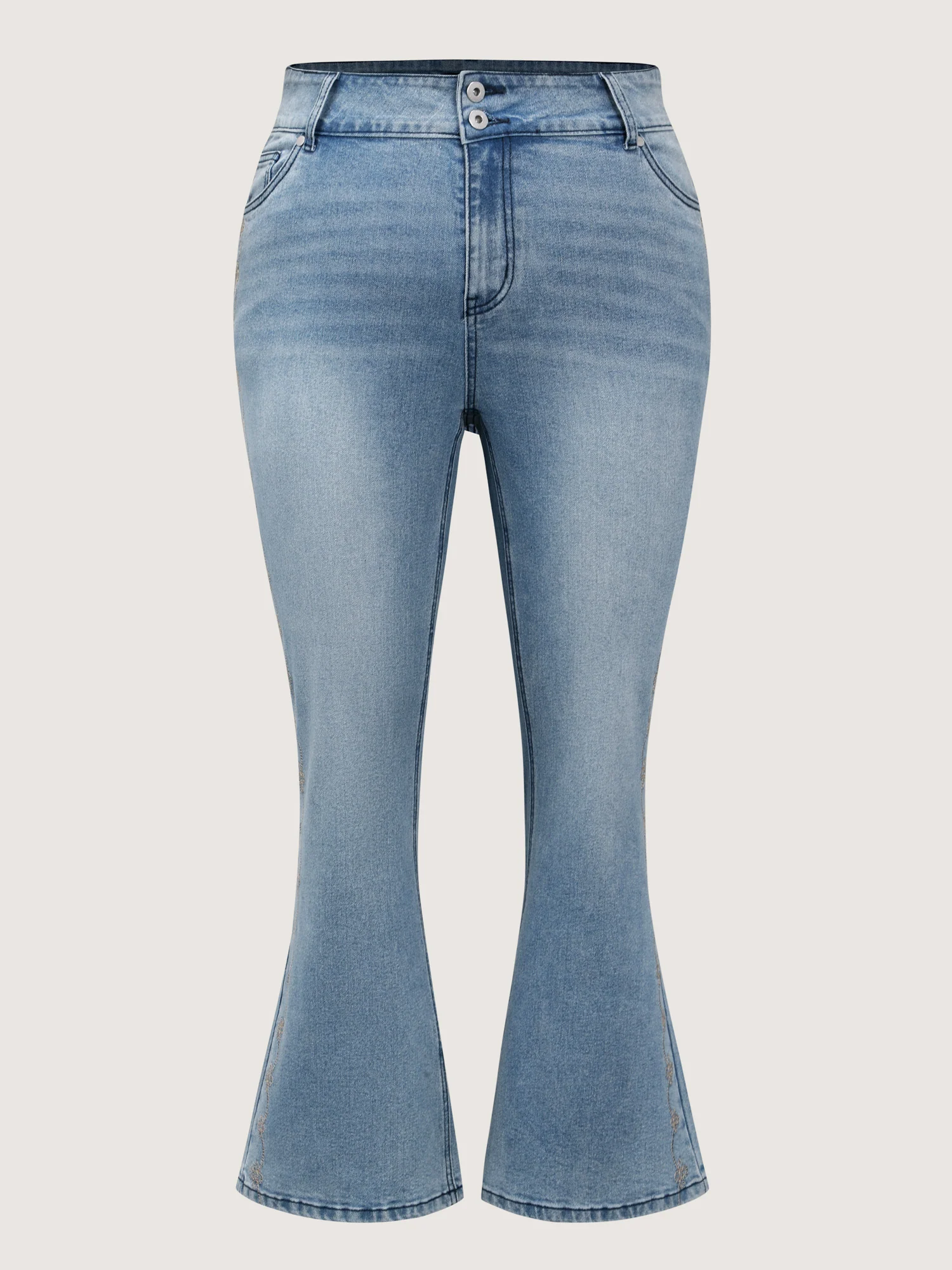 Supersoft Floral Embroidered Flared Hem Jeans - Image 8