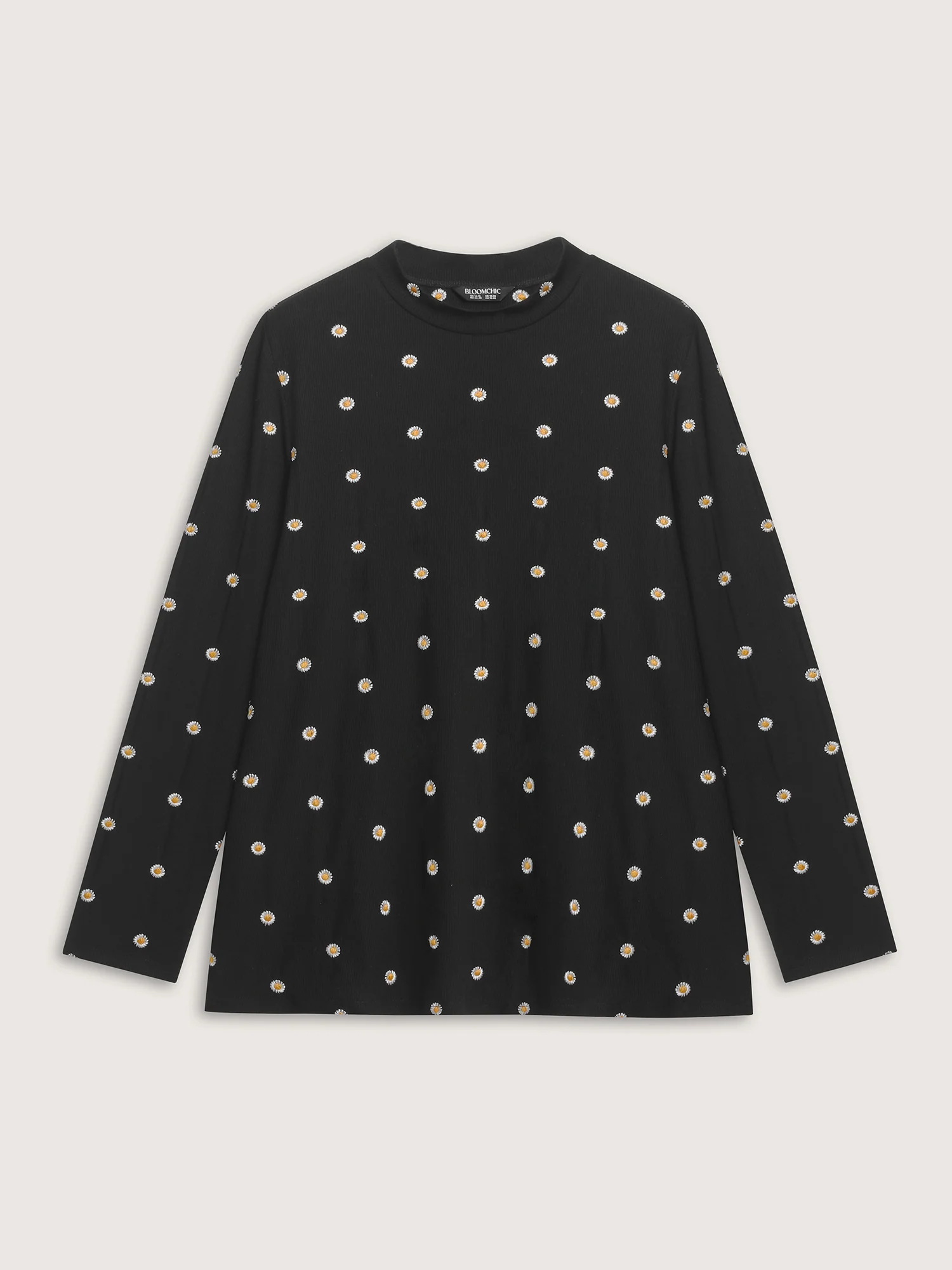 Supersoft Floral Embroidered Mock Neck T-Shirt - Image 7