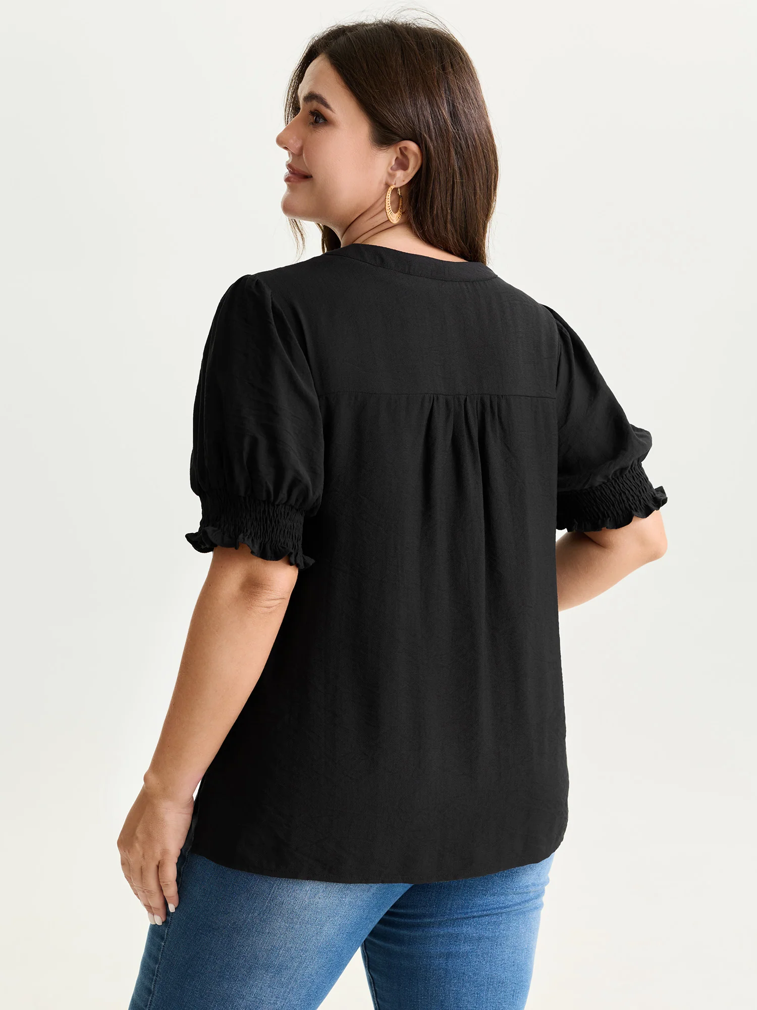 Supersoft Floral Embroidered Notched Collar Blouse - Image 4