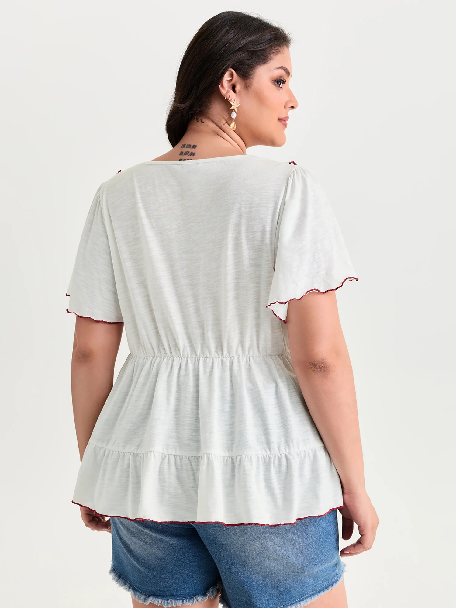 Supersoft Floral Embroidered Tassels T-Shirt - Image 4