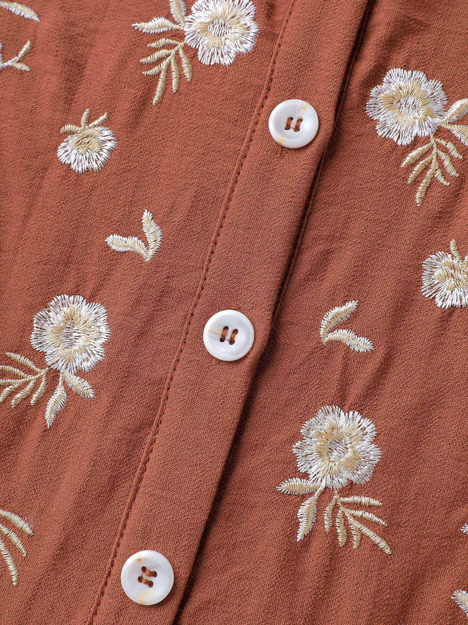 Supersoft Floral Embroidery Button Blouse - Image 5
