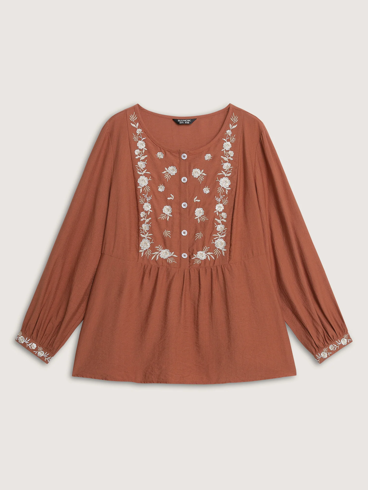 Supersoft Floral Embroidery Button Blouse - Image 7
