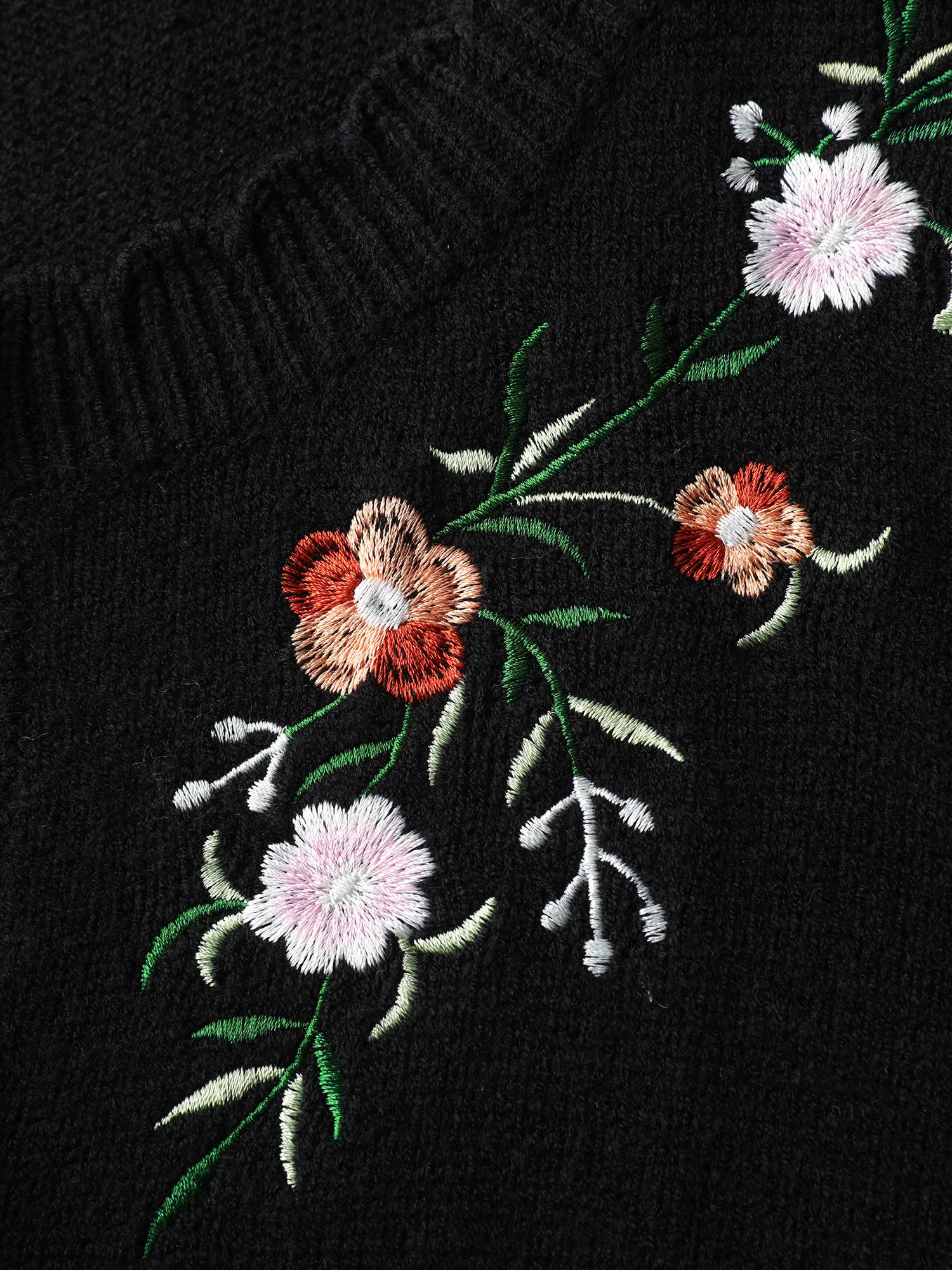 Supersoft Floral Embroidery Buttons Knit Cardigan - Image 5