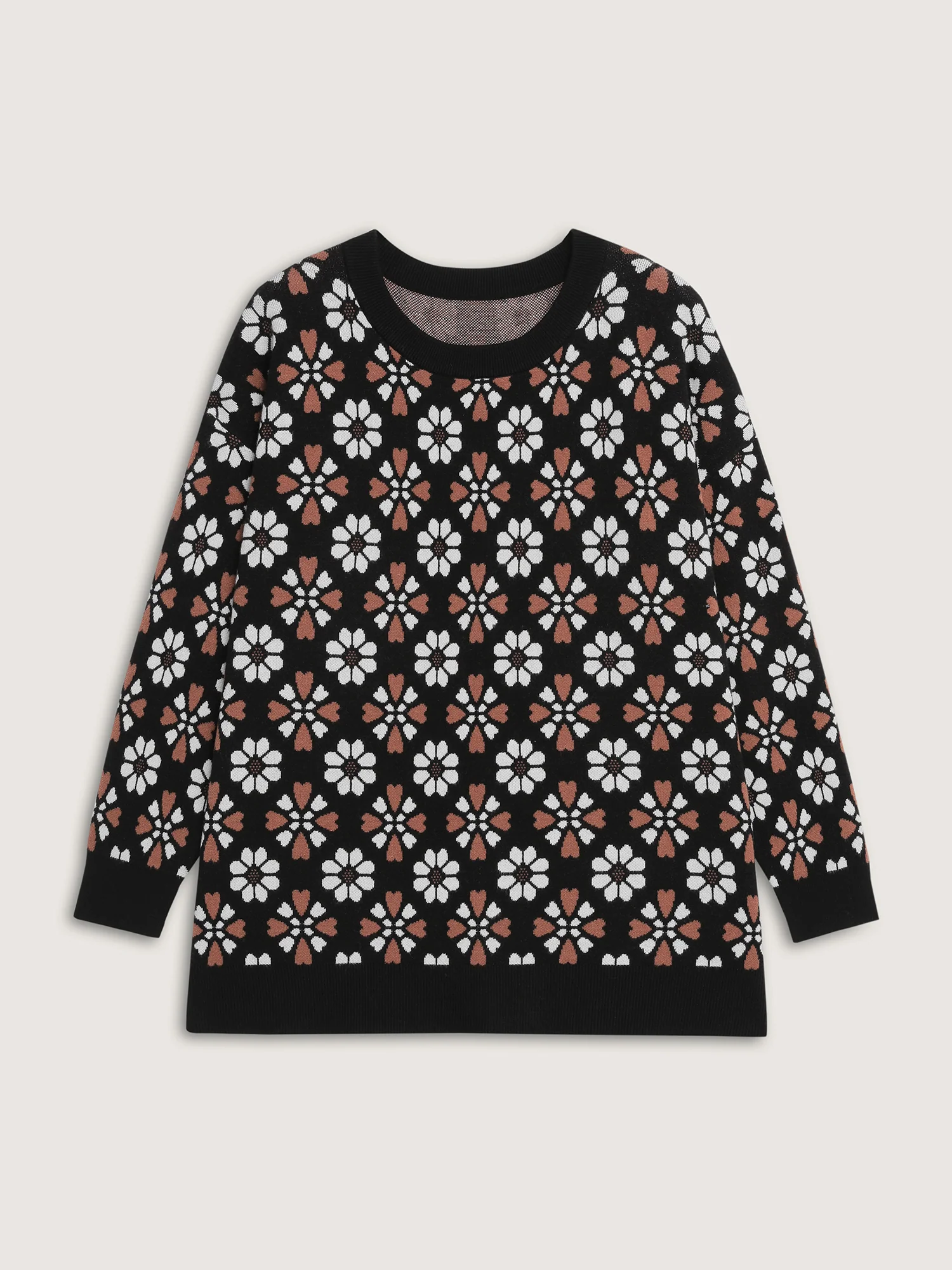 Supersoft Floral Jacquard Contrast Pullover - Image 5