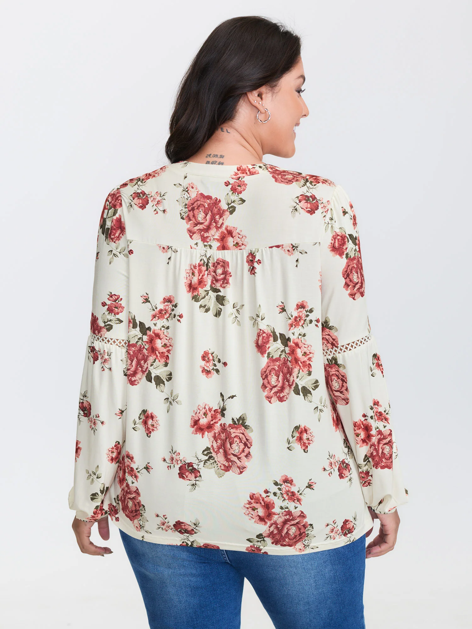 Supersoft Floral Lace Trim Knit Top - Image 4