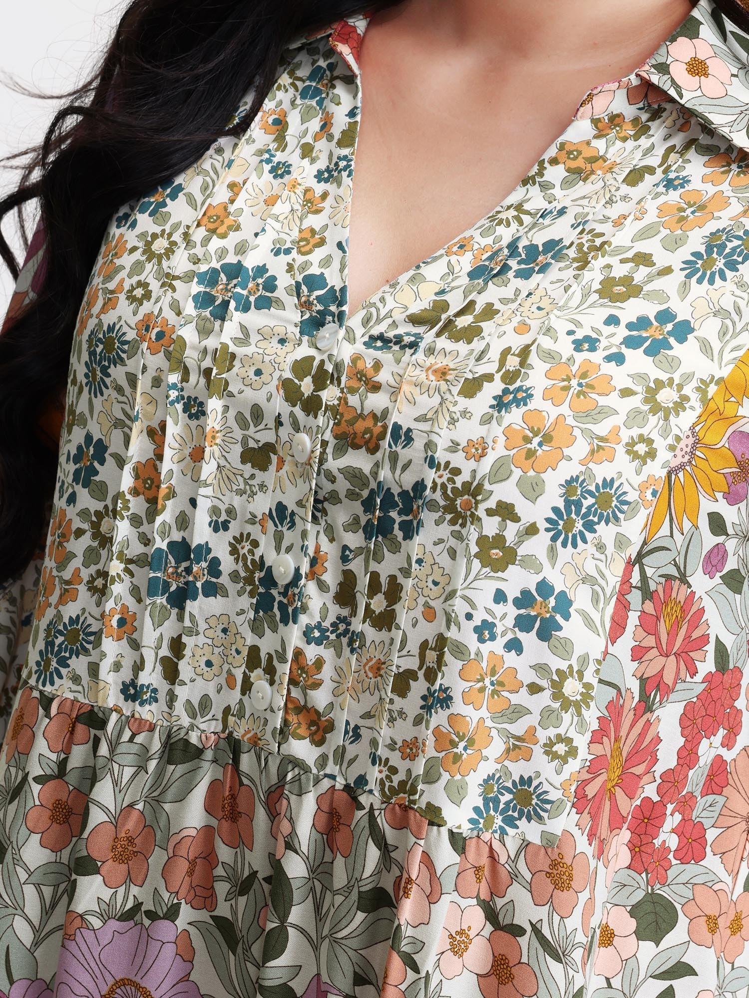 Supersoft Floral Mosaic Collar Mini Dress - Image 2