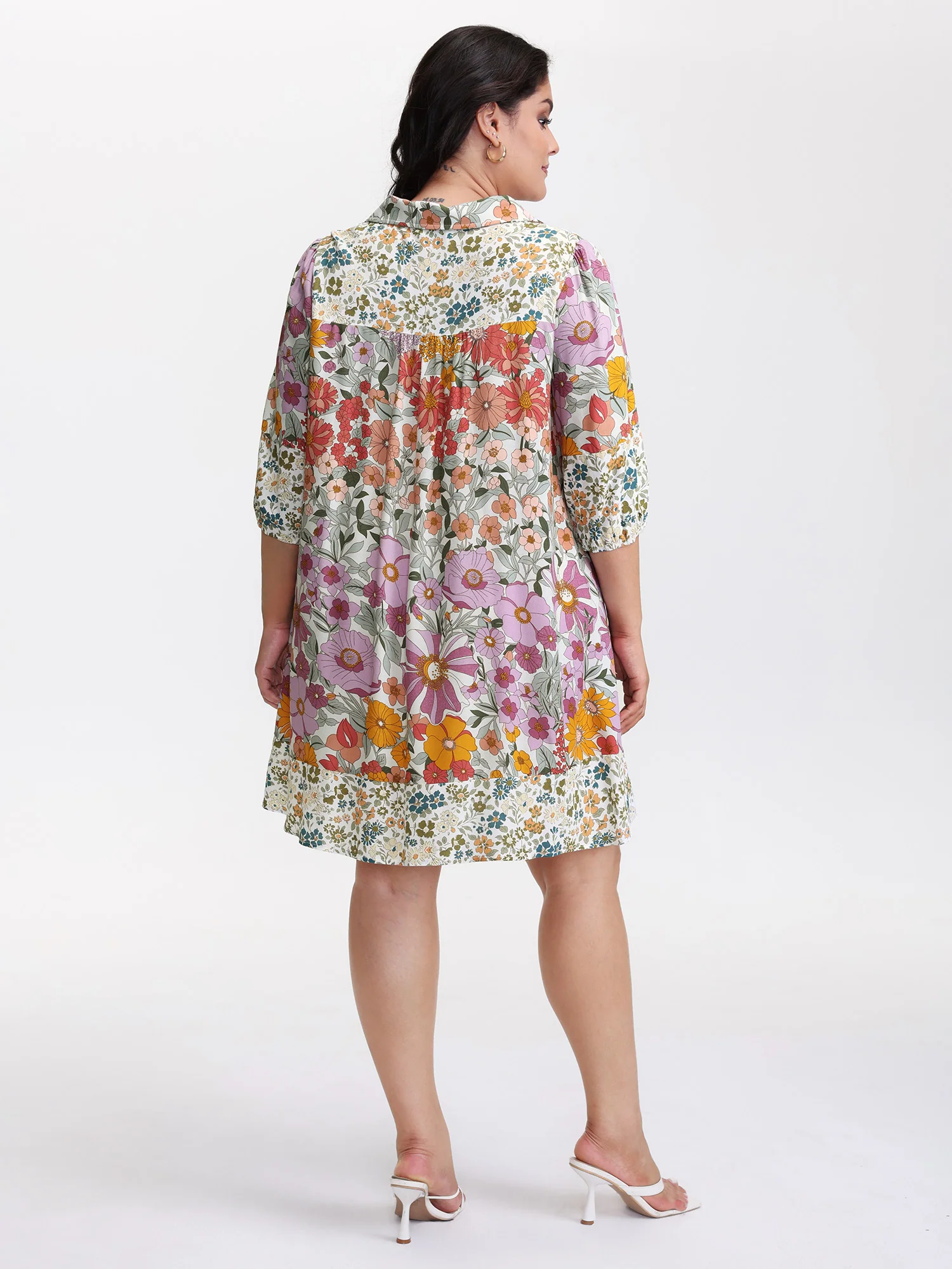 Supersoft Floral Mosaic Collar Mini Dress - Image 4