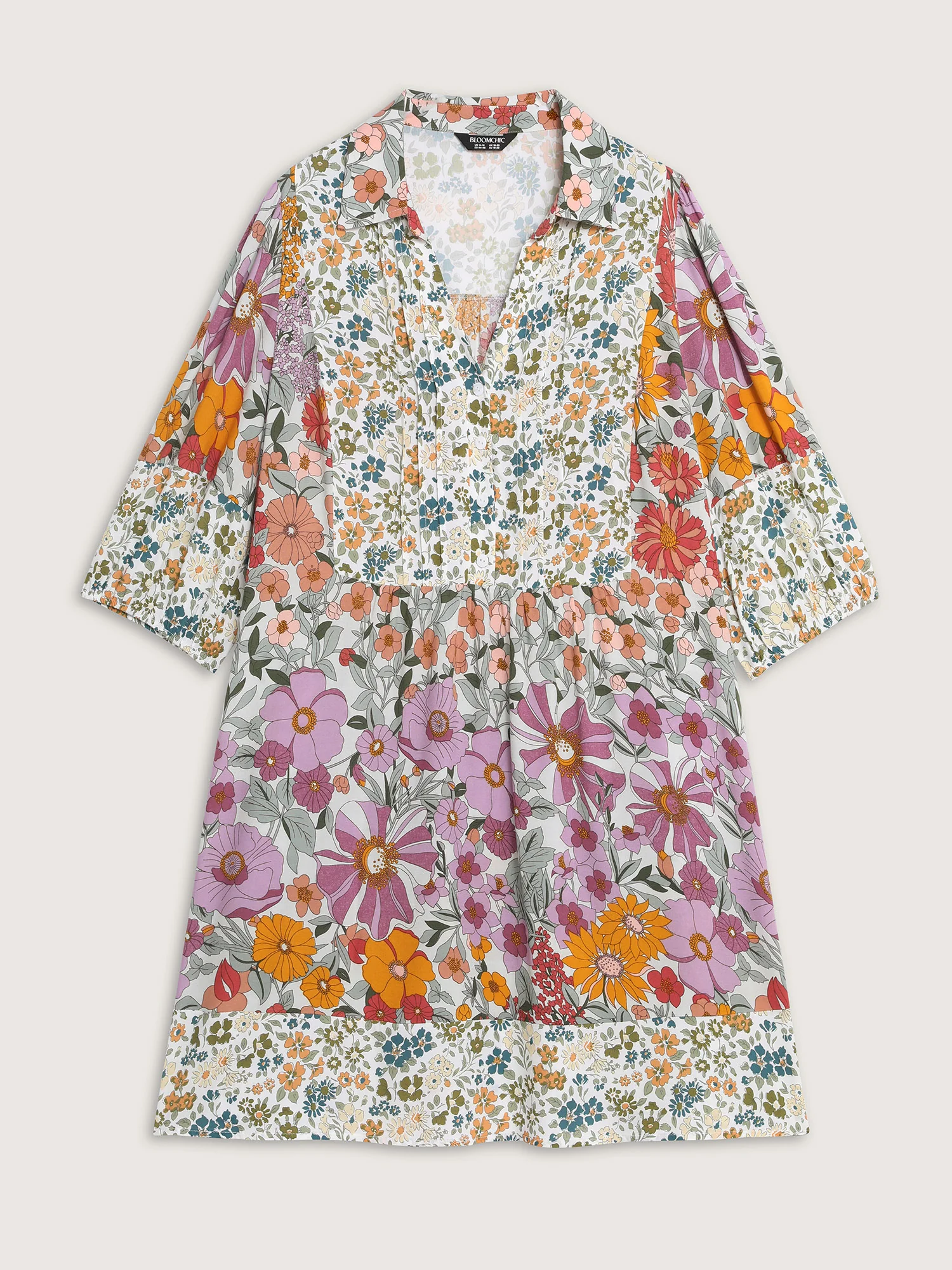 Supersoft Floral Mosaic Collar Mini Dress - Image 7