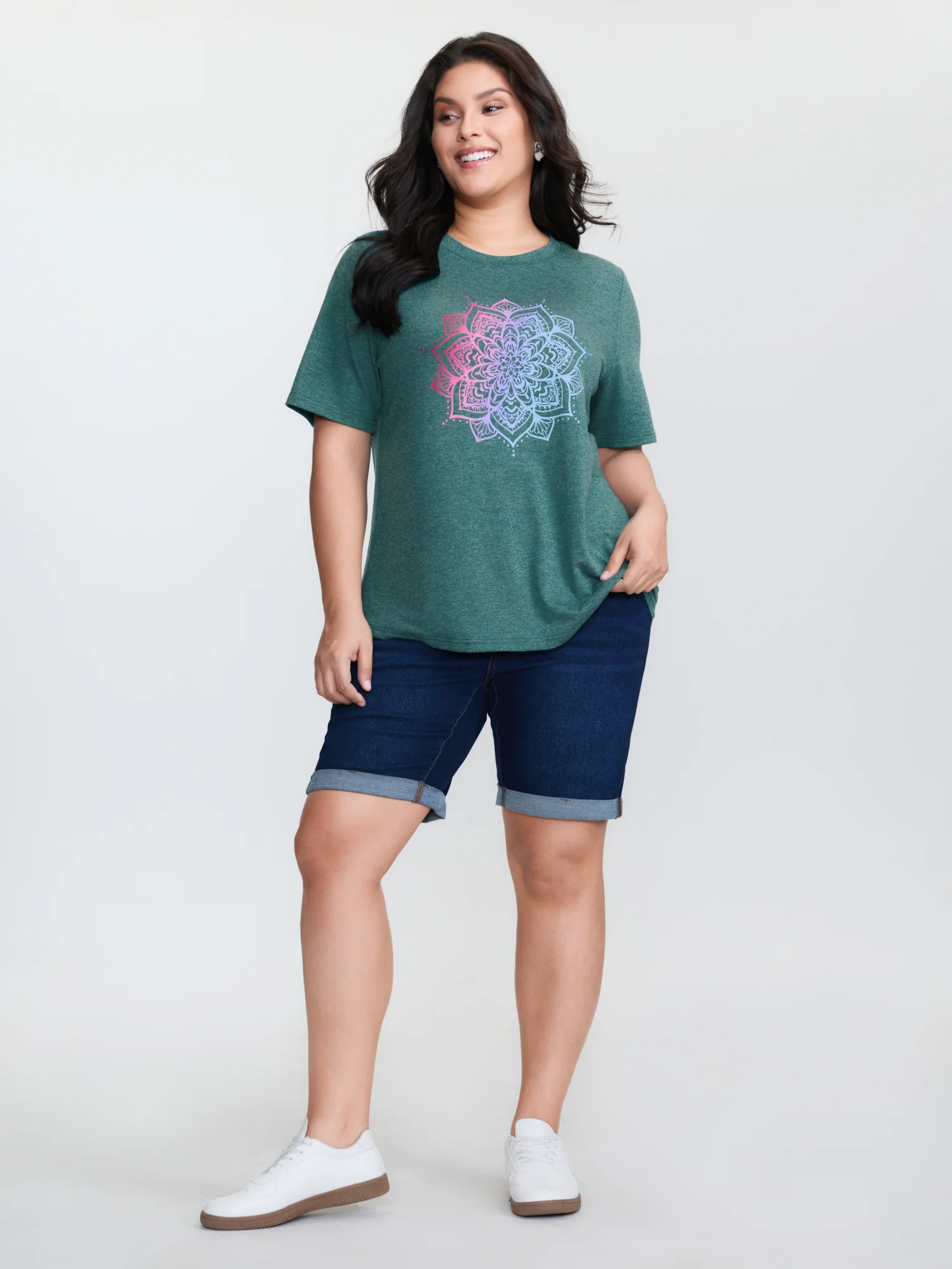 Supersoft Floral Motif Round Neck T-Shirt - Image 3