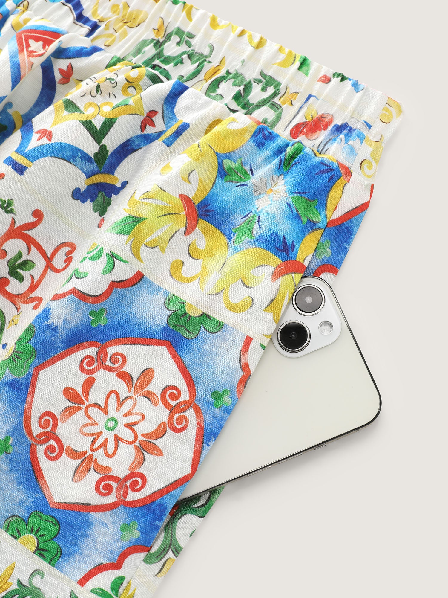 Supersoft Floral Patchwork Print Pockets Pants - Image 6