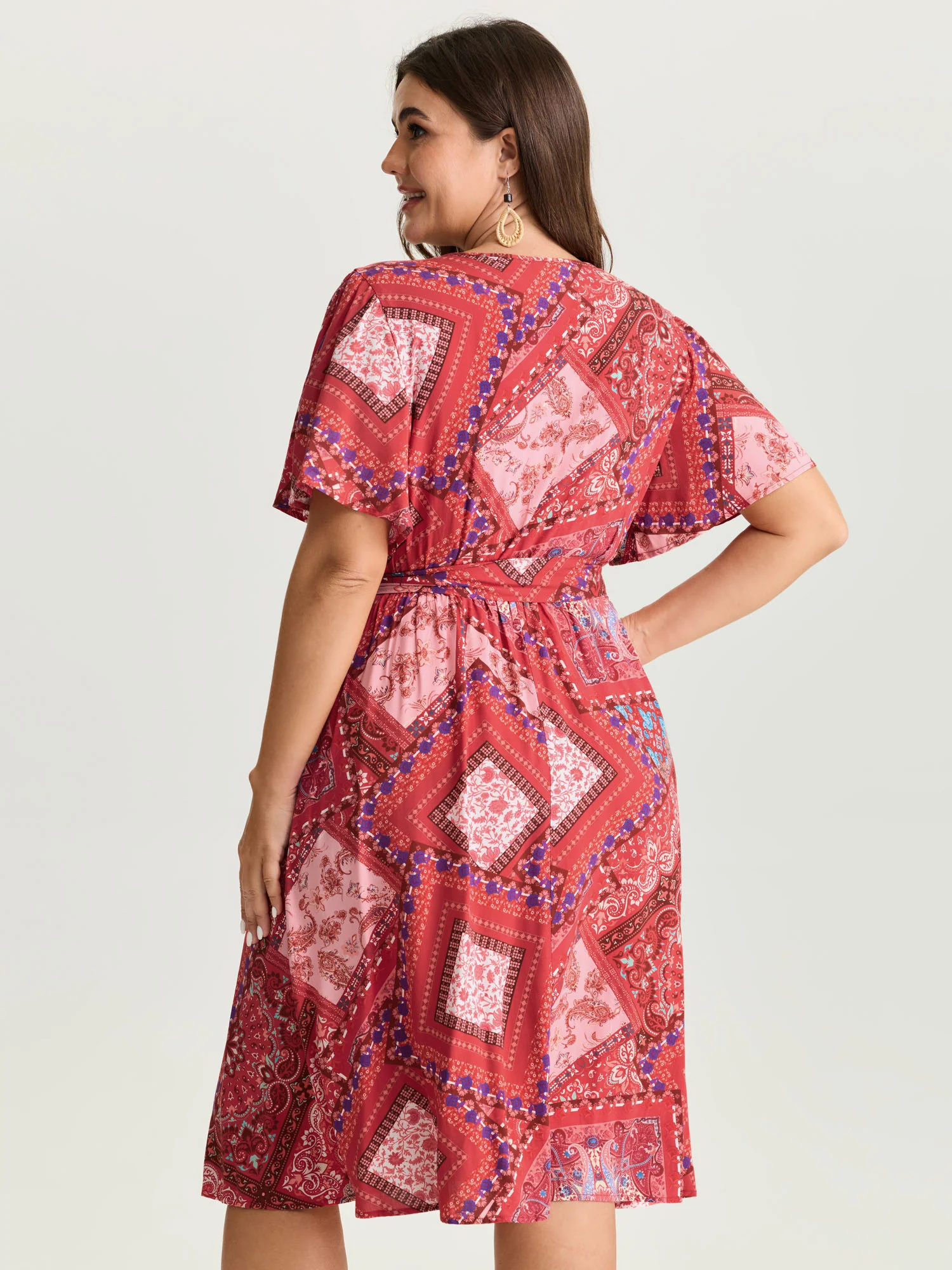 Supersoft Floral Patchwork Print Waist-Tie Midi Dress - Image 4