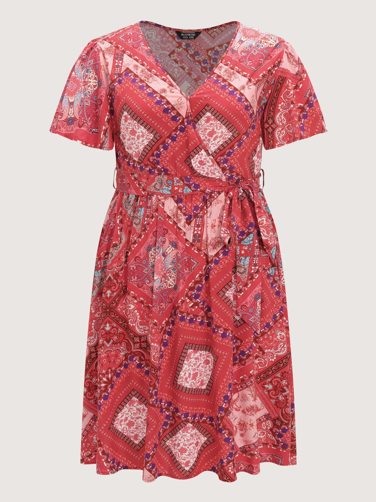 Supersoft Floral Patchwork Print Waist-Tie Midi Dress - Image 7