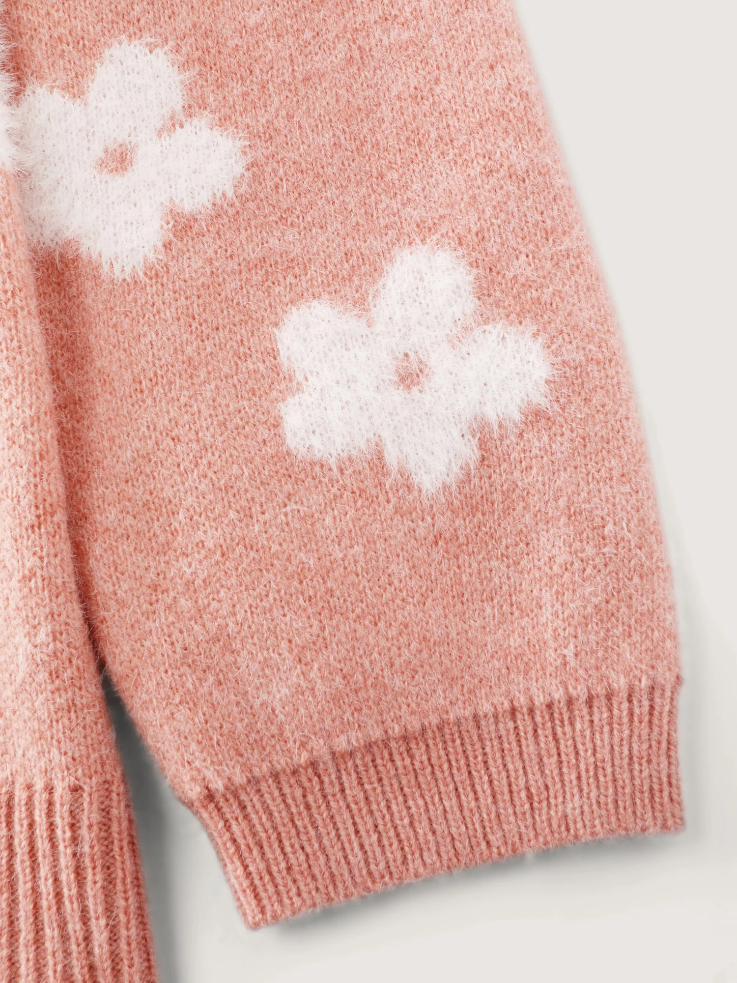 Supersoft Floral Pattern Round Neck Stretchy Knit Cardigan - Image 5