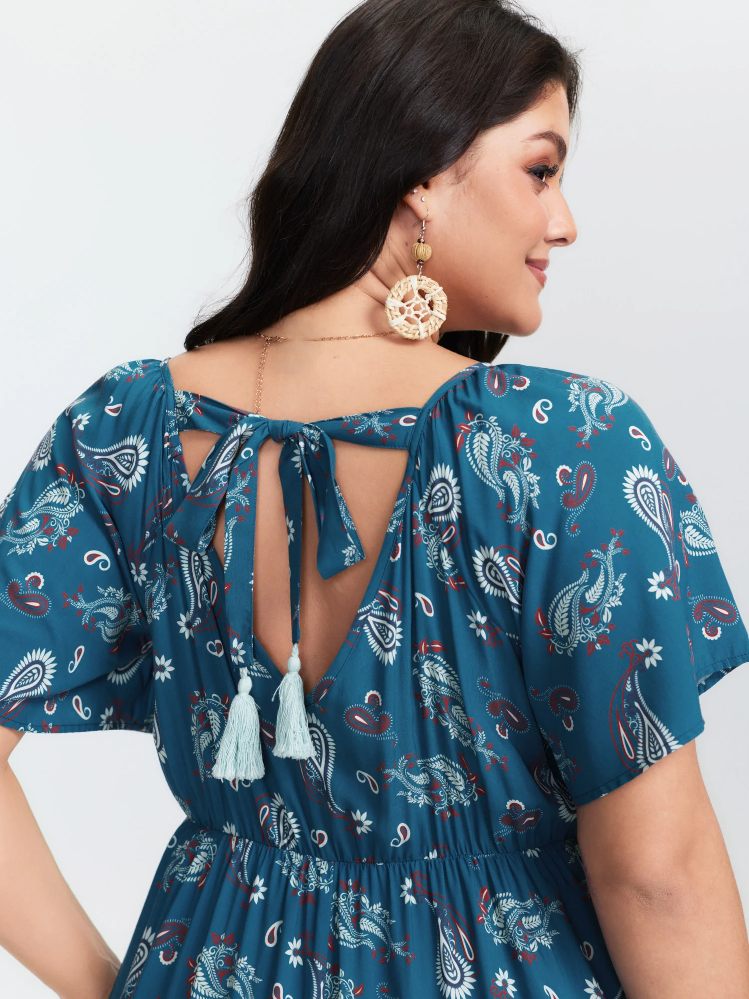 Supersoft Floral Print Backless Lace Midi Dress - Image 3