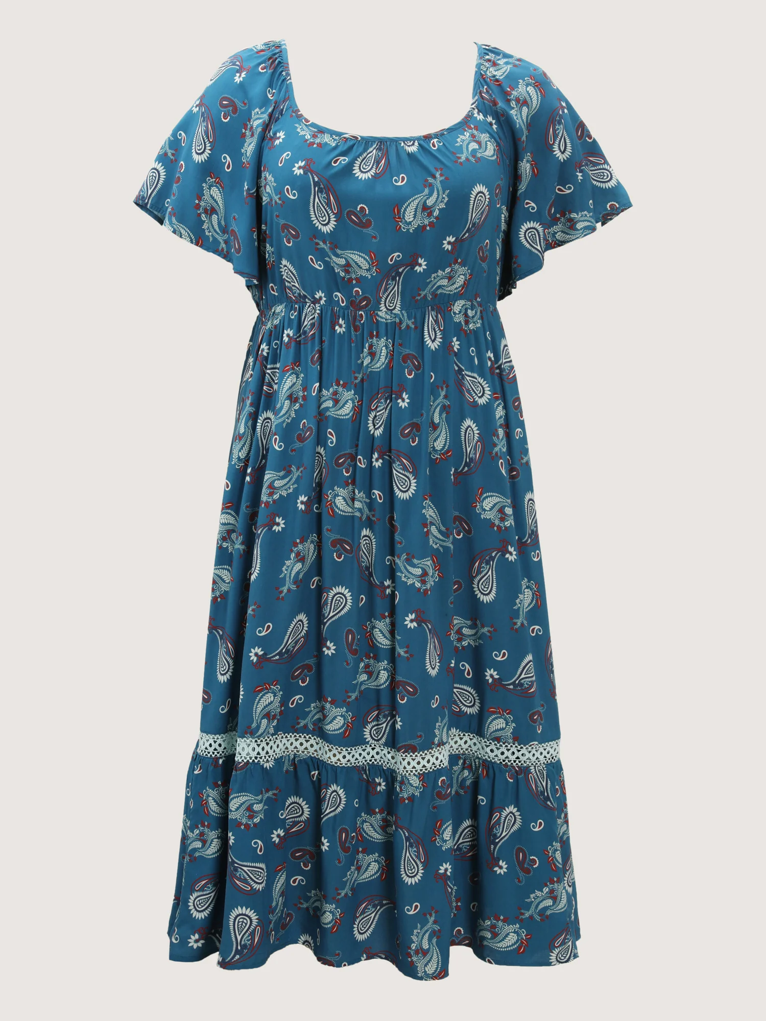 Supersoft Floral Print Backless Lace Midi Dress - Image 8