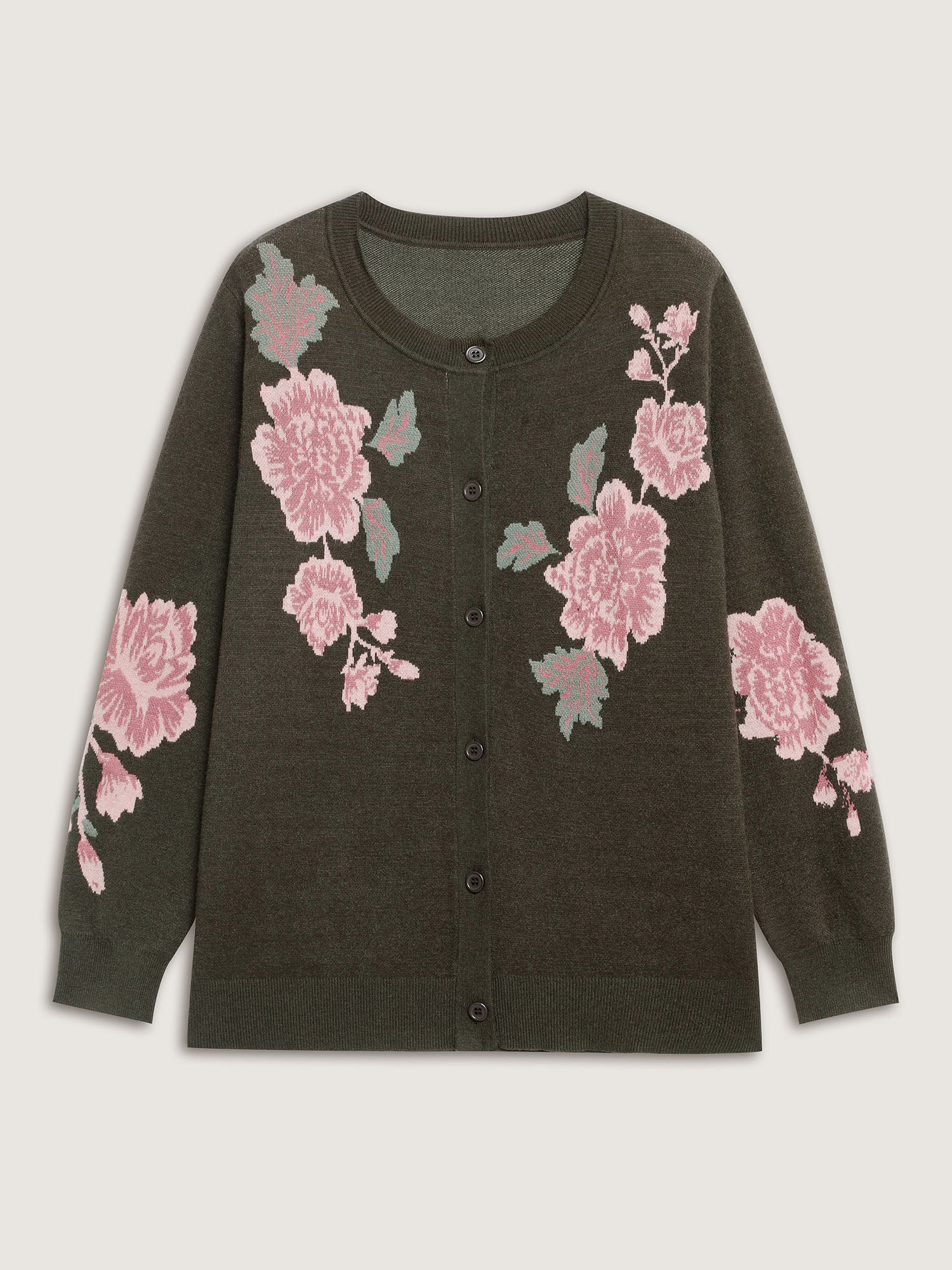 Supersoft Floral Print Button-Down Knit Cardigan - Image 8