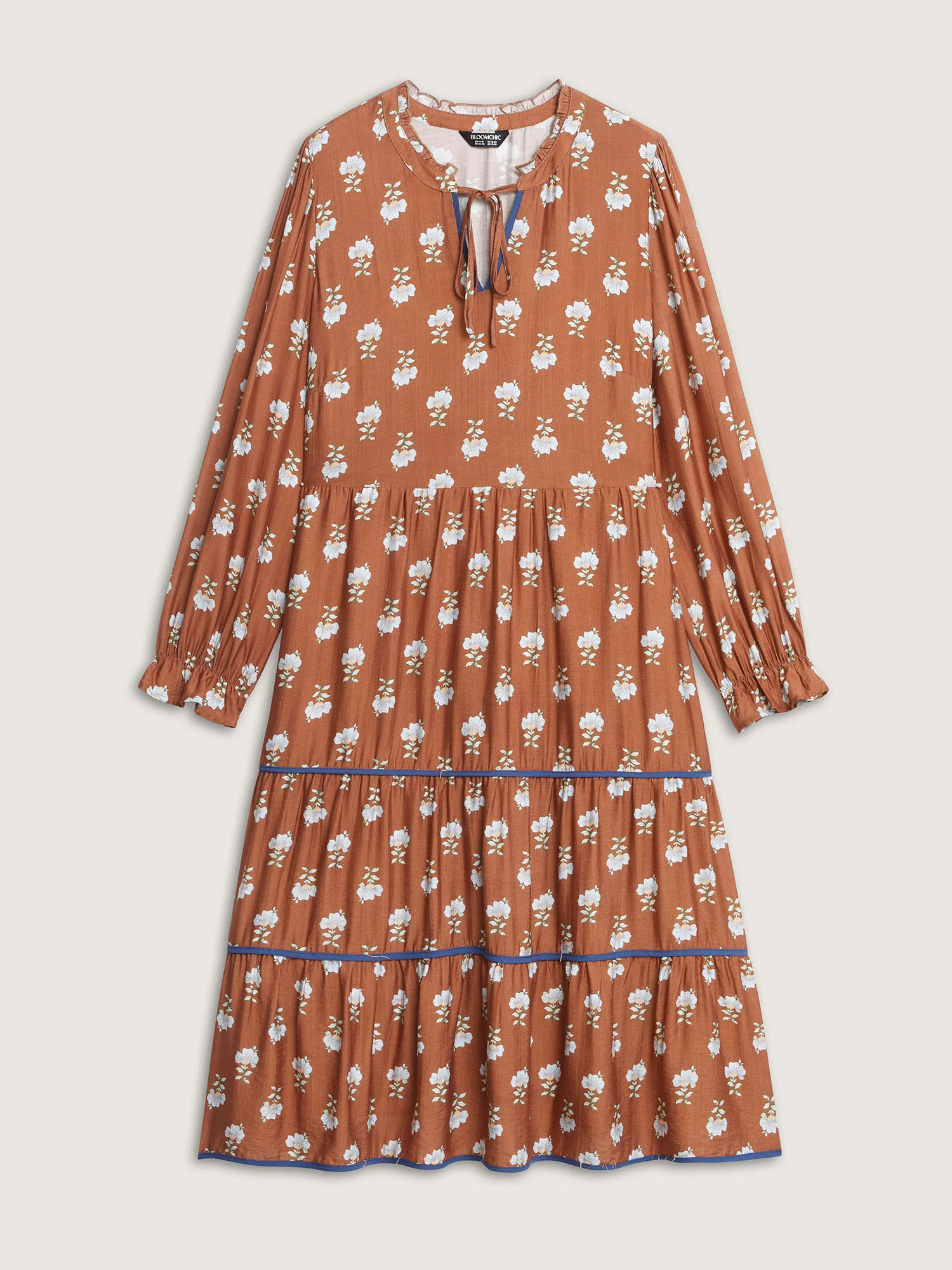 Supersoft Floral Print Drawstring Neckline Midi Dress - Image 8