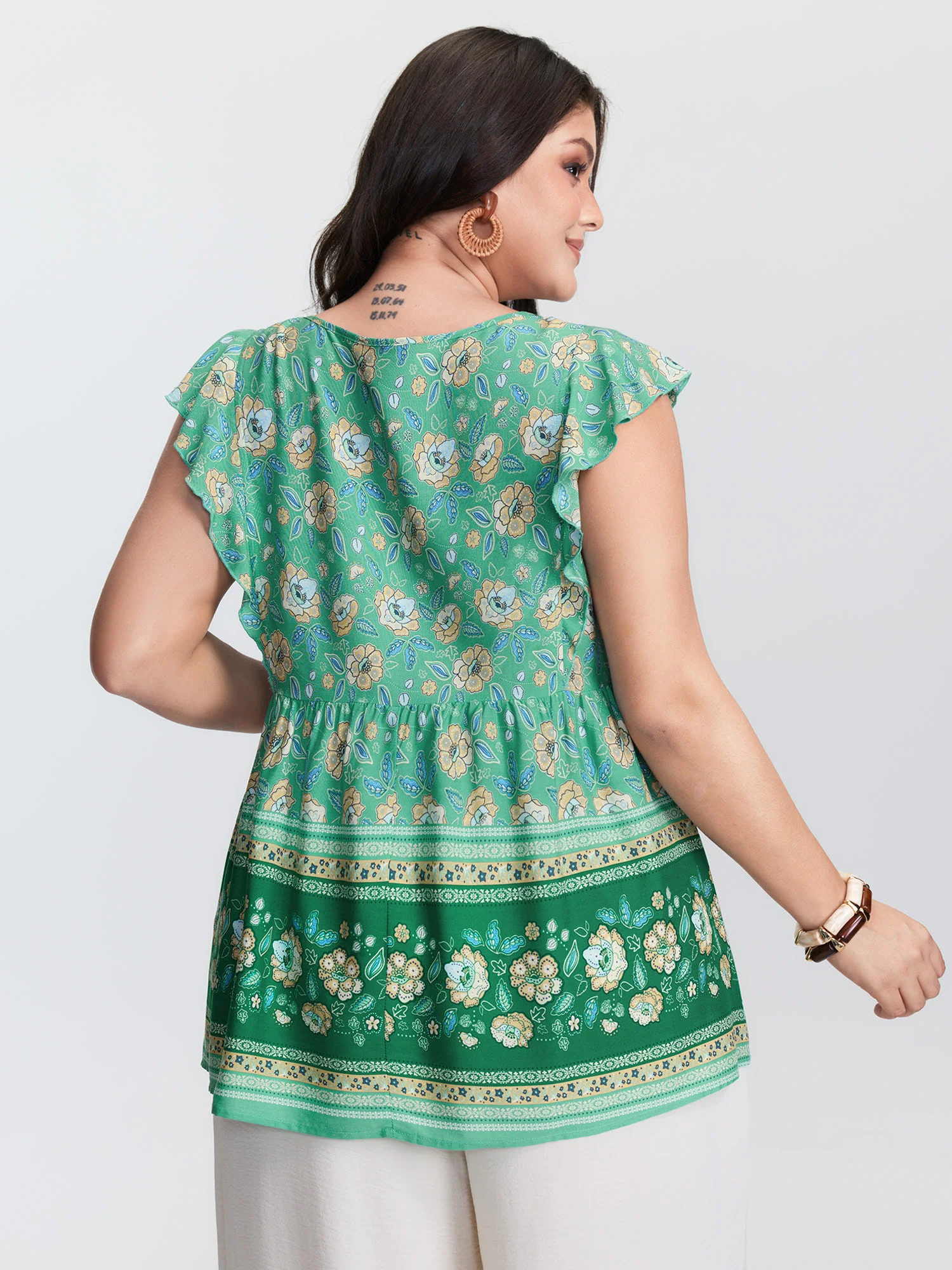 Supersoft Floral Print Keyhole Neck Blouse - Image 4