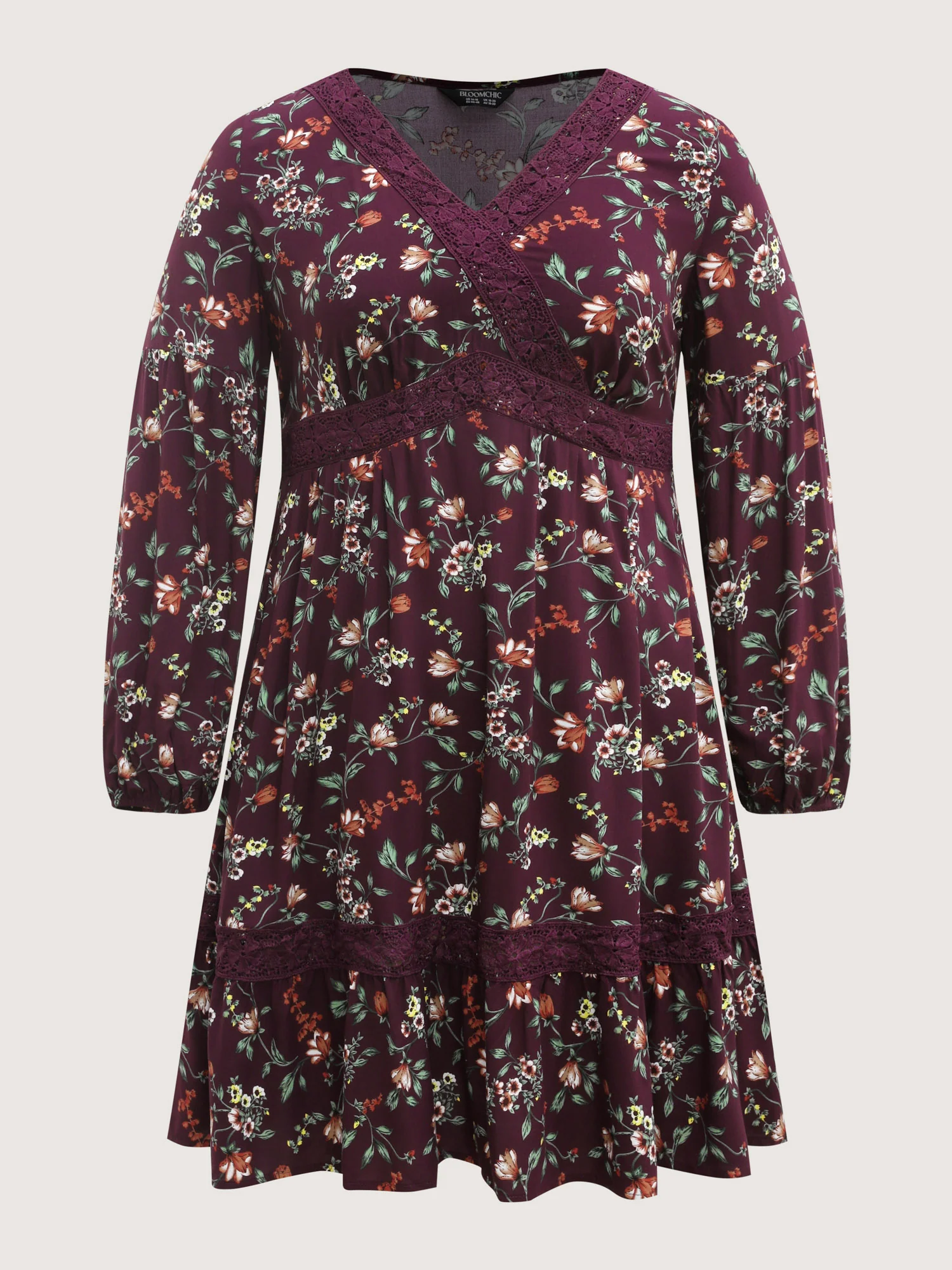 Supersoft Floral Print Lace Trim Knee-Length Dress - Image 8