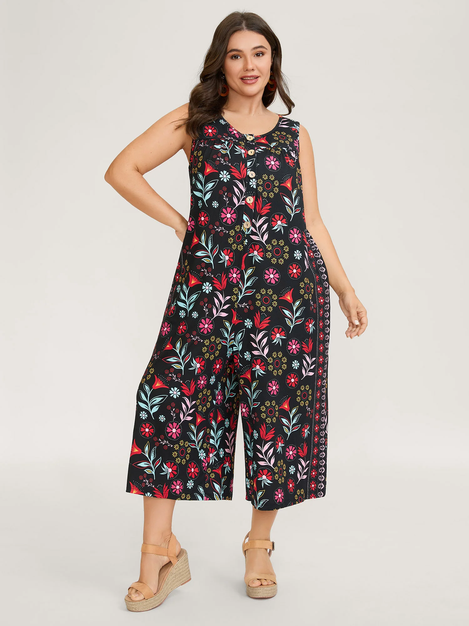 Supersoft Floral Print Pockets Jumpsuit
