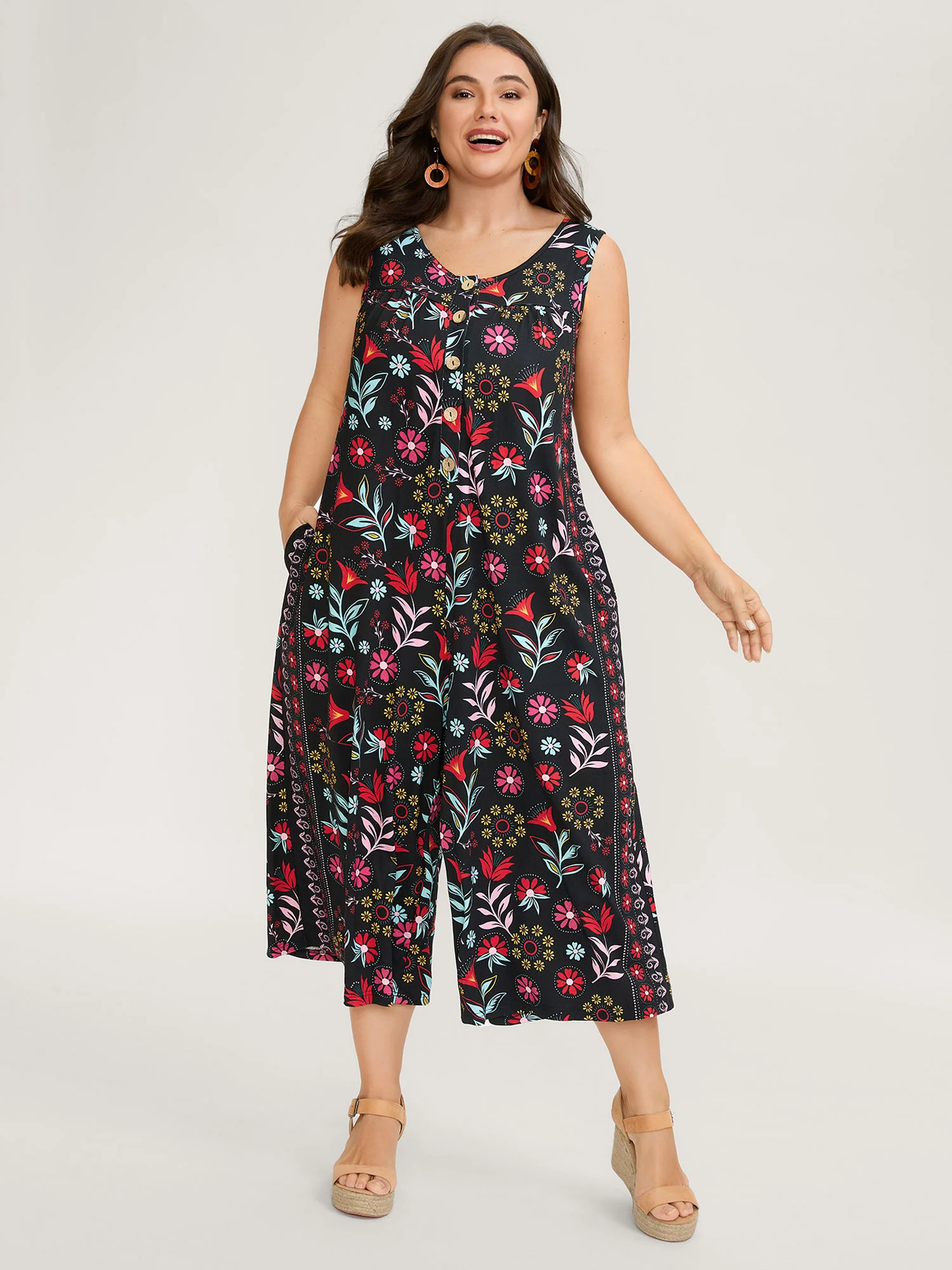 Supersoft Floral Print Pockets Jumpsuit - Image 3