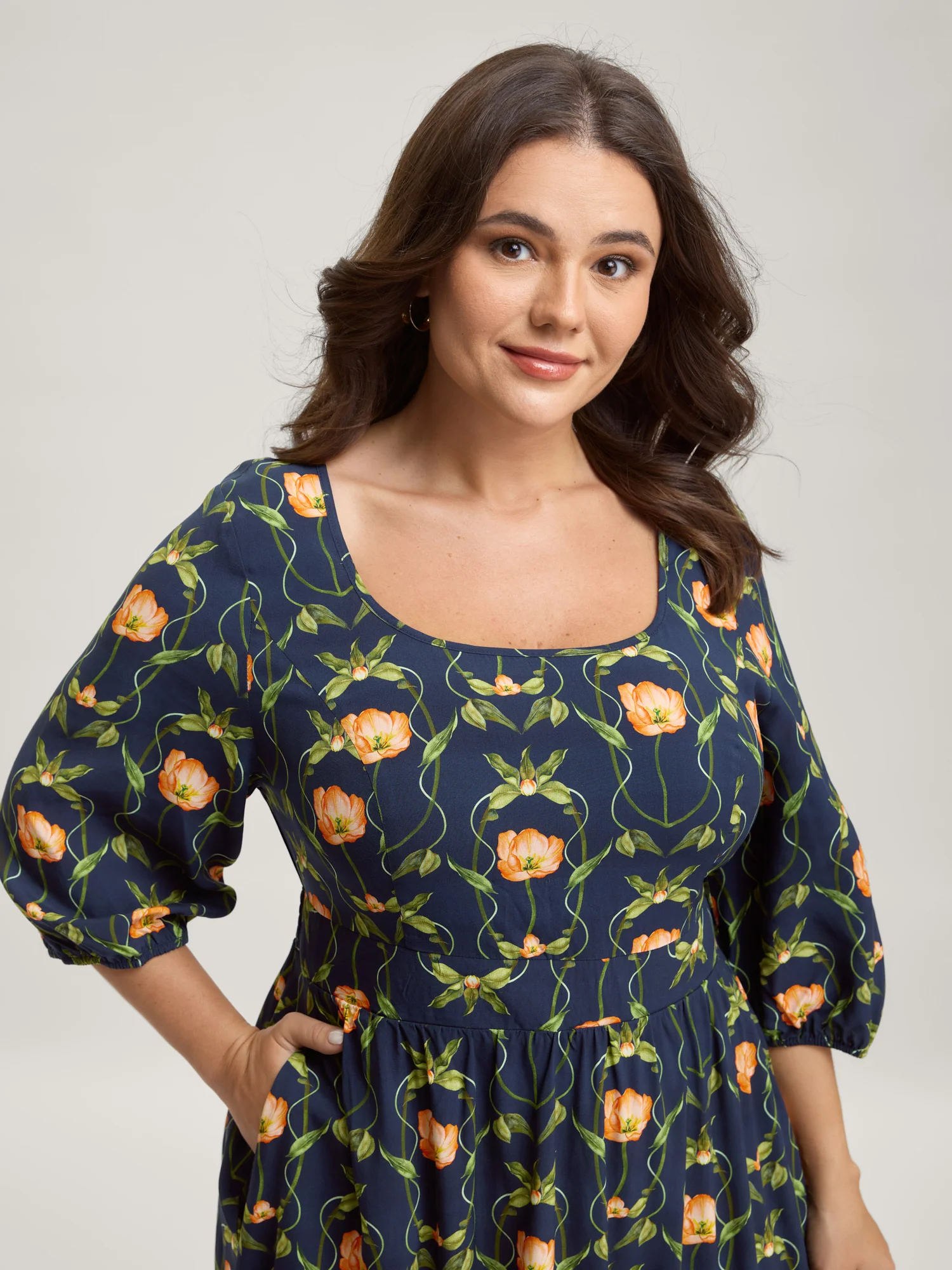 Supersoft Floral Print Shirred Midi Dress - Image 2