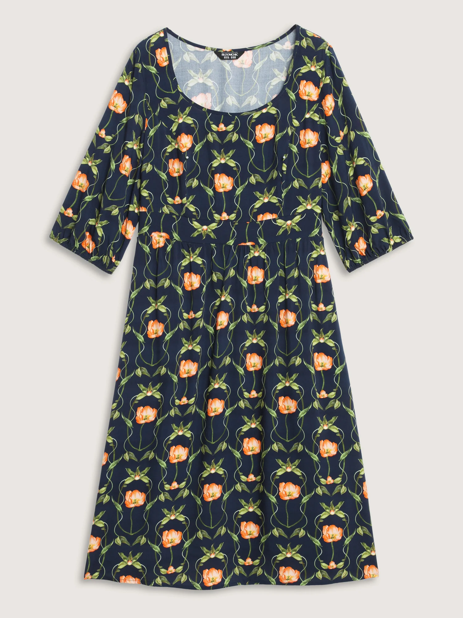 Supersoft Floral Print Shirred Midi Dress - Image 7